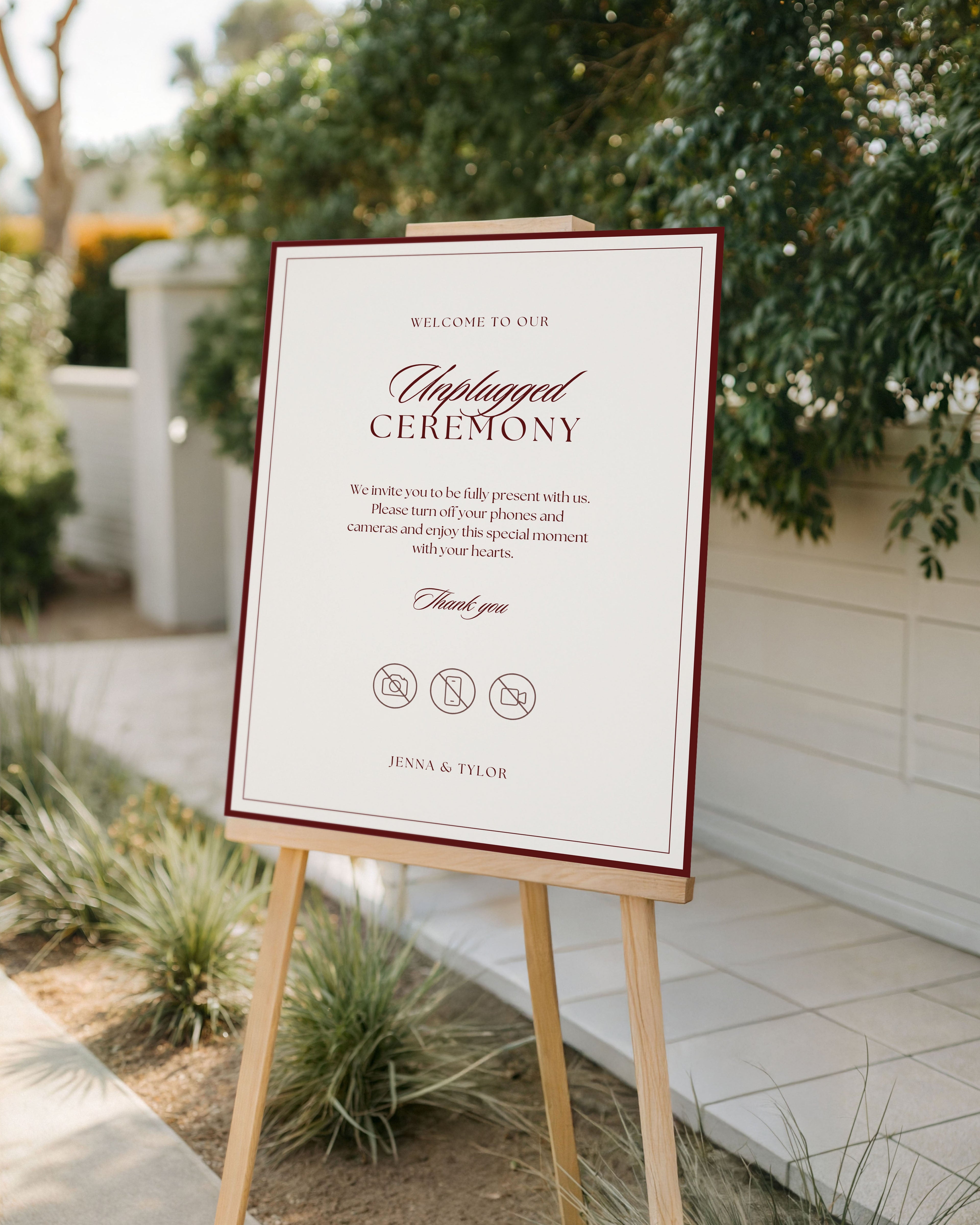 Unplugged Ceremony Wedding Sign: Editable No Phone Elegant Ceremony Sign (Instant Download) 