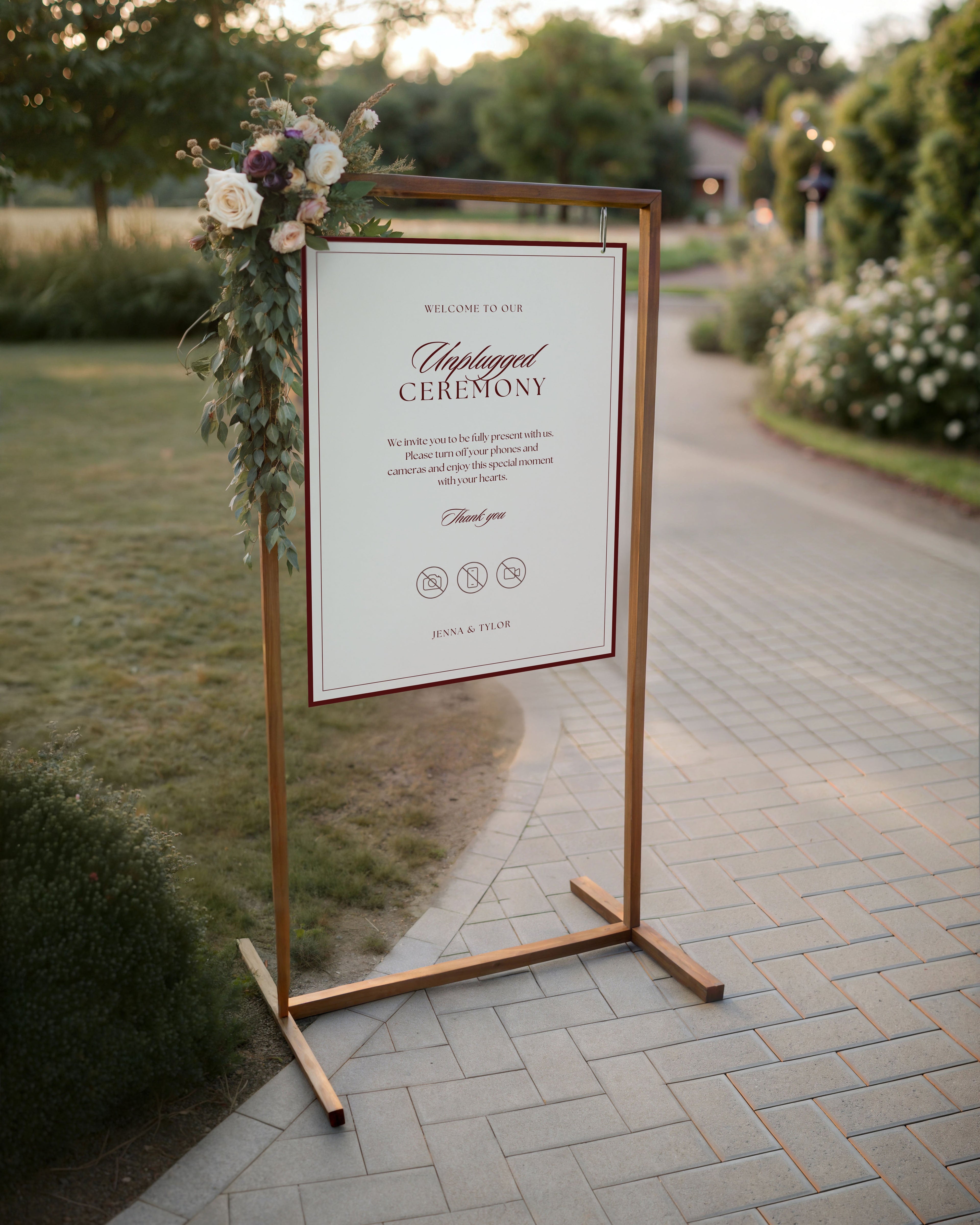 Unplugged Ceremony Wedding Sign: Editable No Phone Elegant Ceremony Sign (Instant Download) 