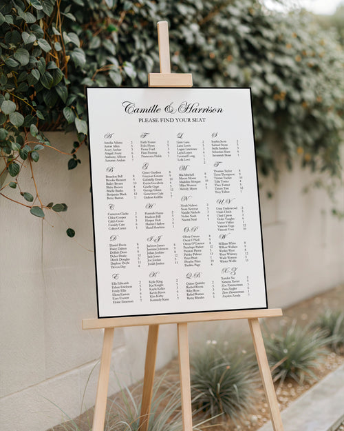 alphabetical wedding seating chart template editable in canva printable seating plan