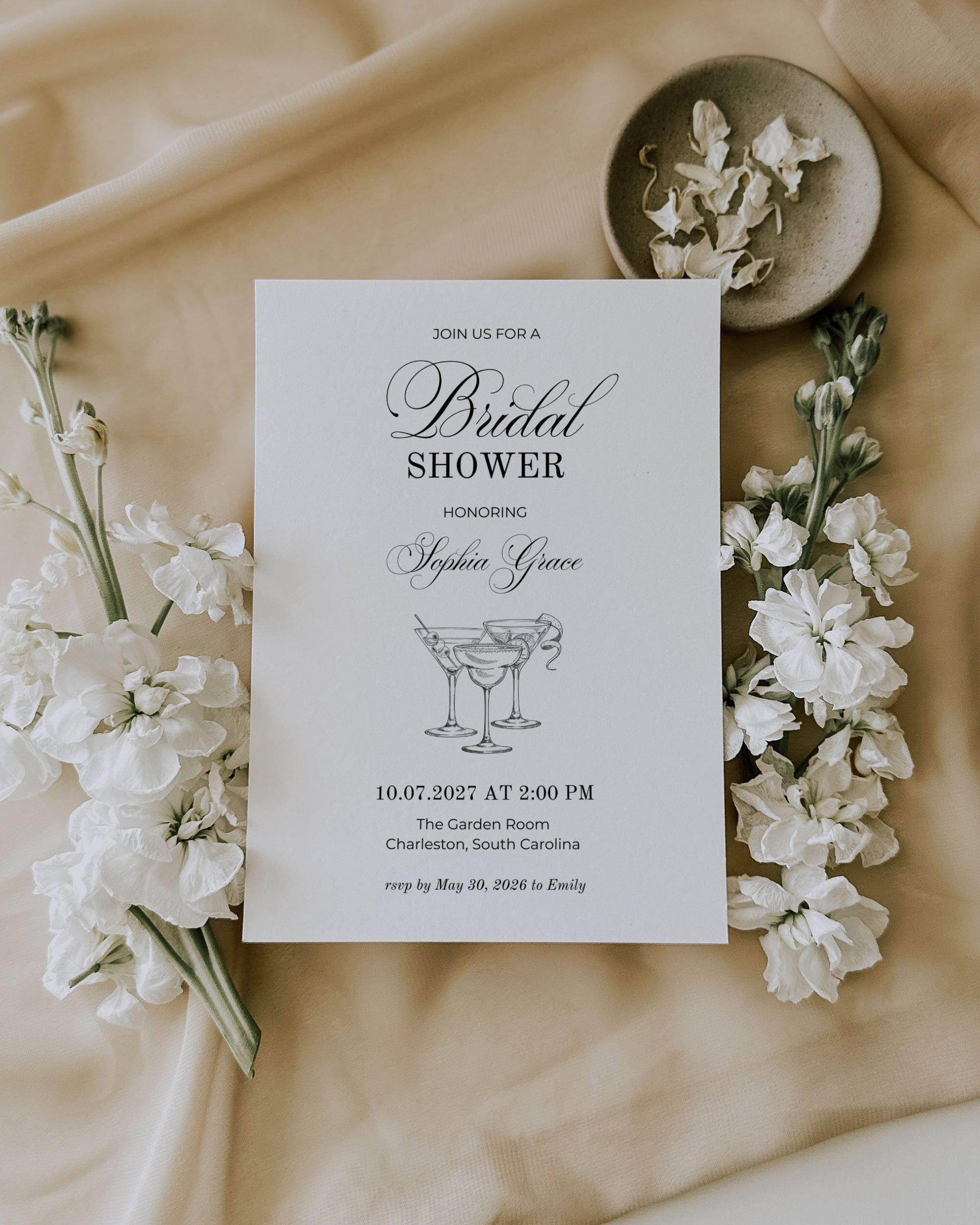 Bridal Shower Invitation Template: Editable Cocktail Bridal Invite 011