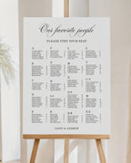 Alphabetical Seating Chart Template: Our Favorite People Wedding Seating Sign 011