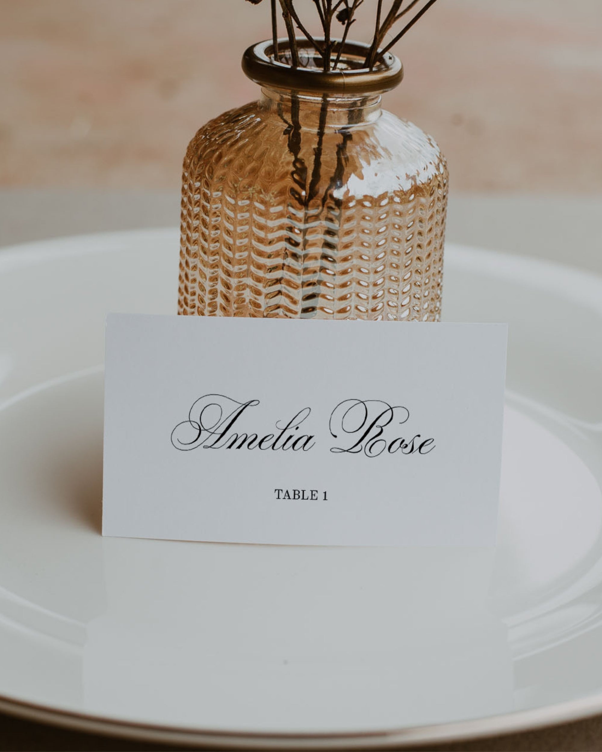 Wedding Place Card Template: Editable Minimal Wedding Name Card 011