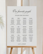 Our Favorite People Seating Chart: Editable Minimal Wedding Seating Sign 011