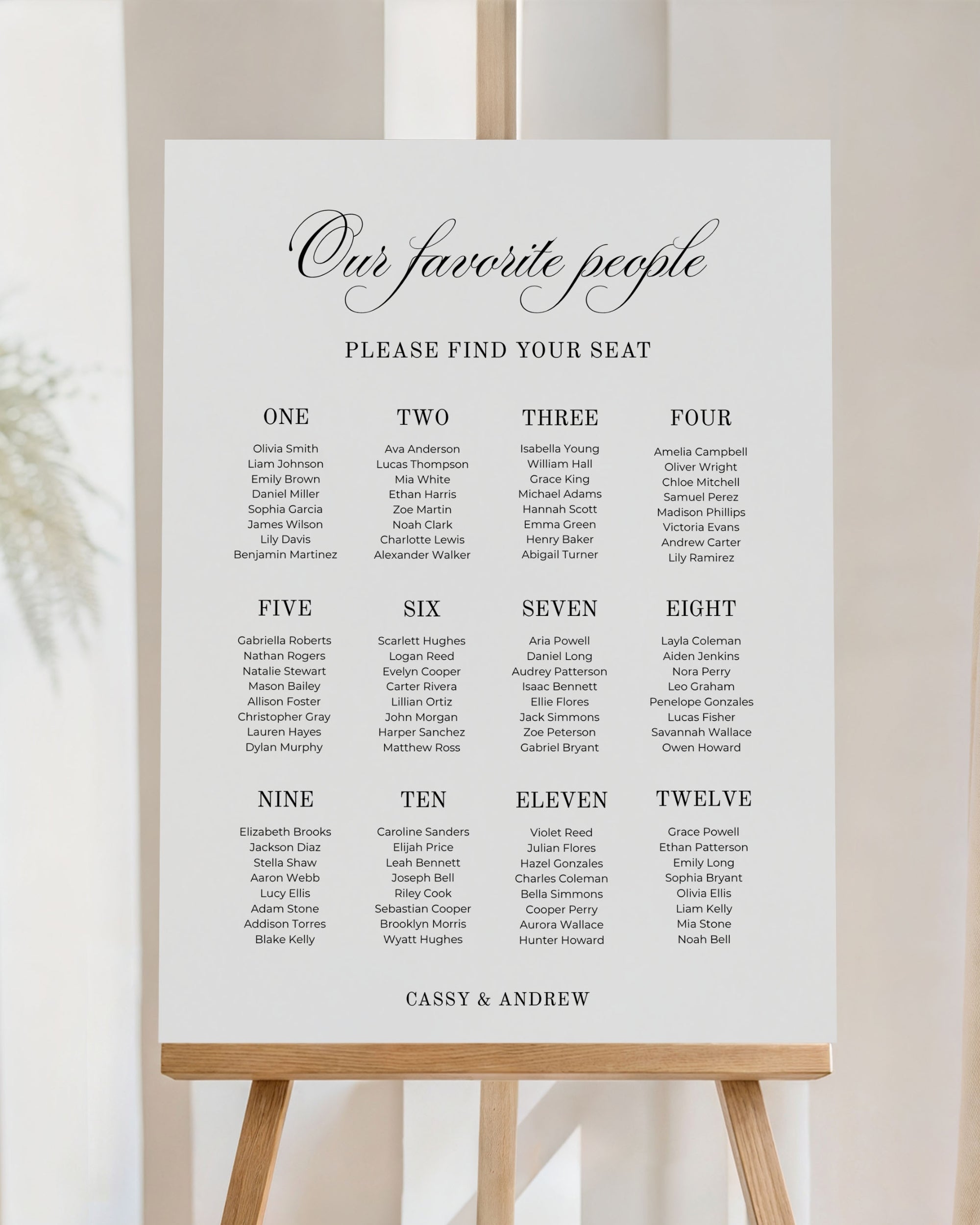 Our Favorite People Seating Chart: Editable Minimal Wedding Seating Sign 011