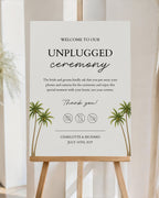 Unplugged Ceremony Sign Template: Editable Tropical Wedding Phone Sign