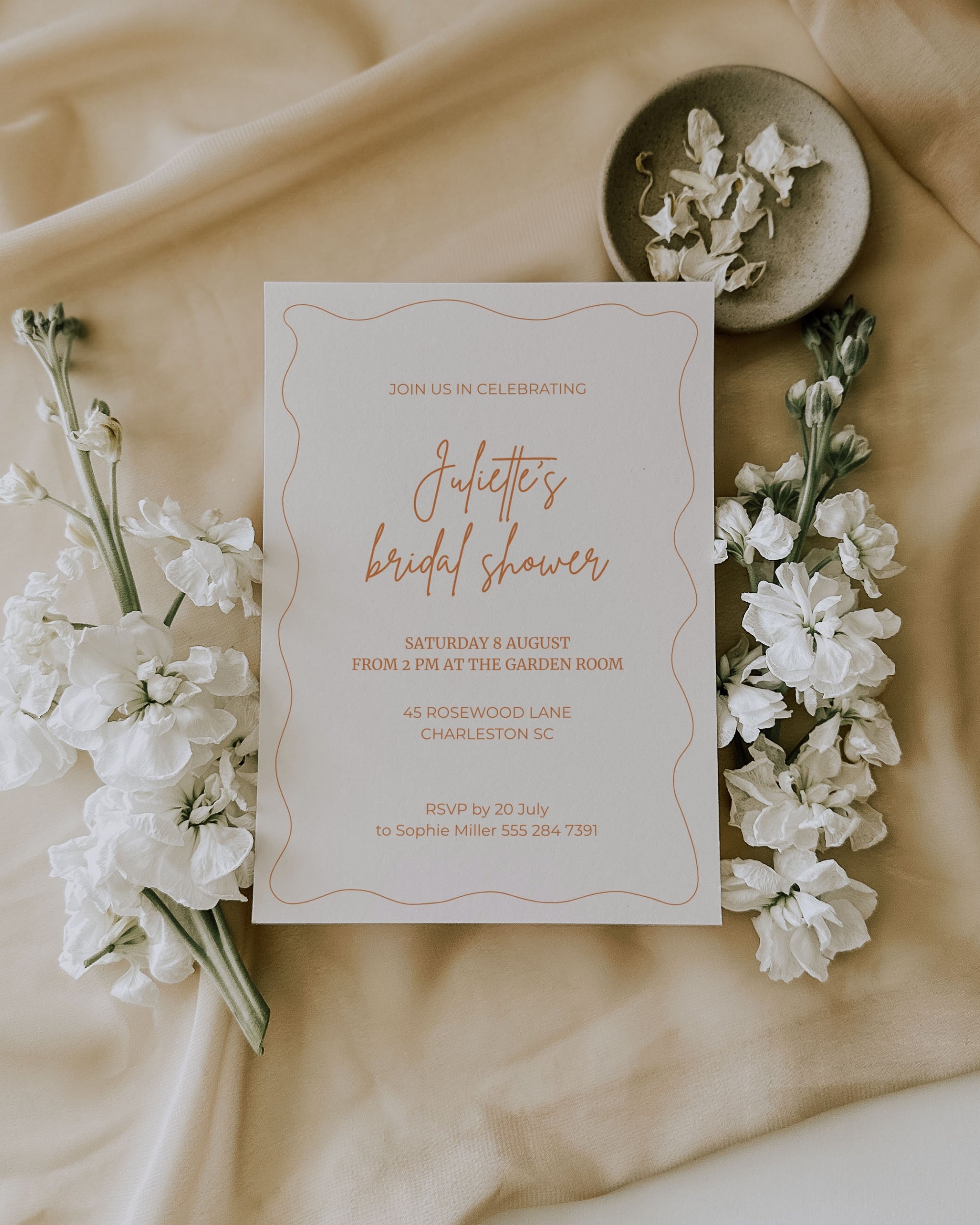 Orange Bridal Shower Invitation Template 012