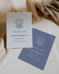 Save the Date Template: Editable Blue Seashell Coastal Wedding Card 013