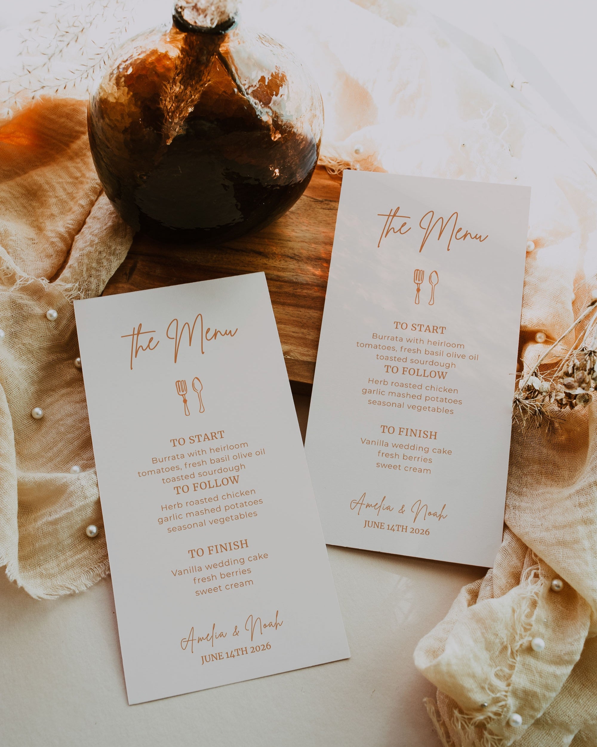 Orange Modern Wedding Menu Template 012