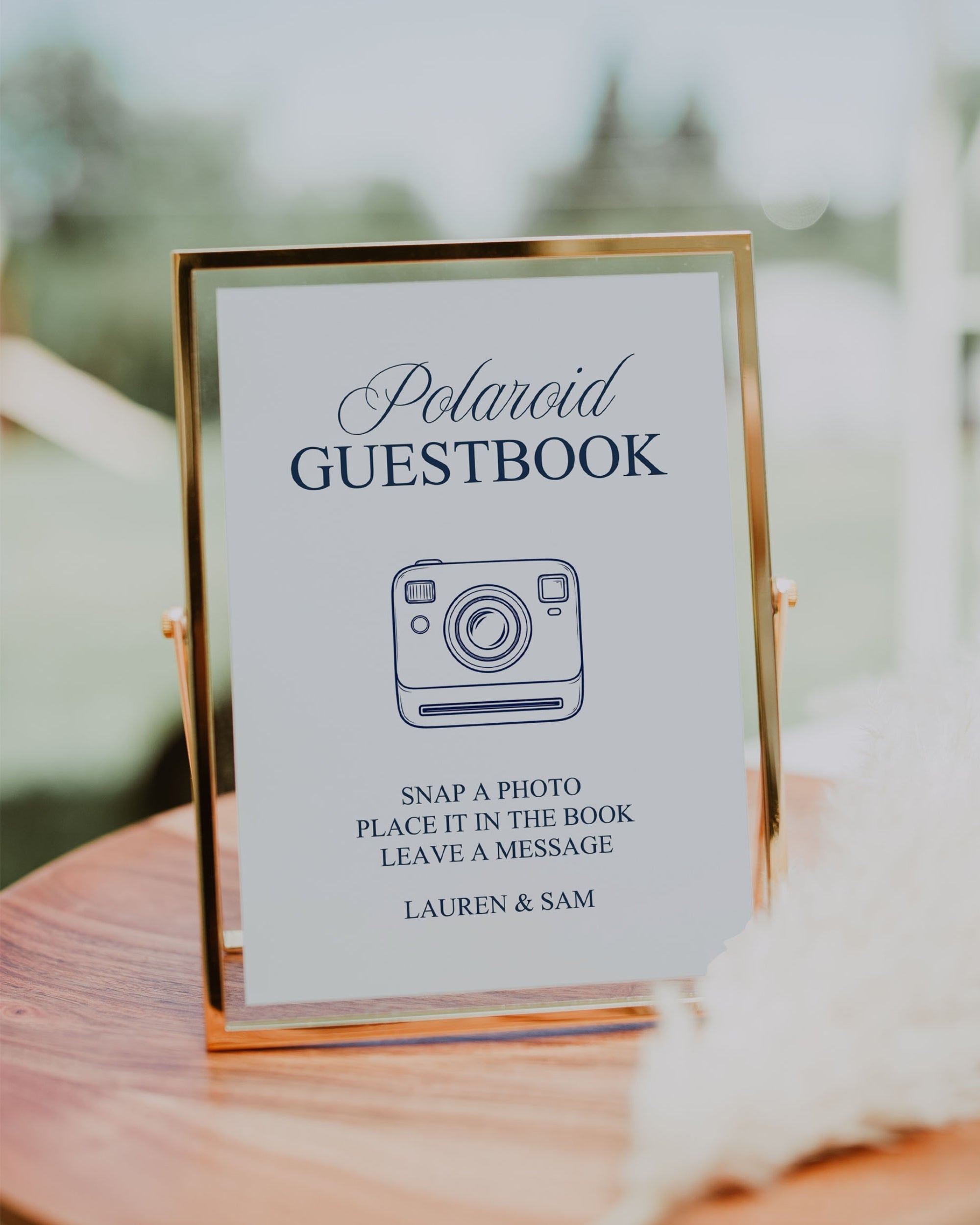 Polaroid Guestbook Sign Template: Blue Ocean Wedding Photo Guest Book 013