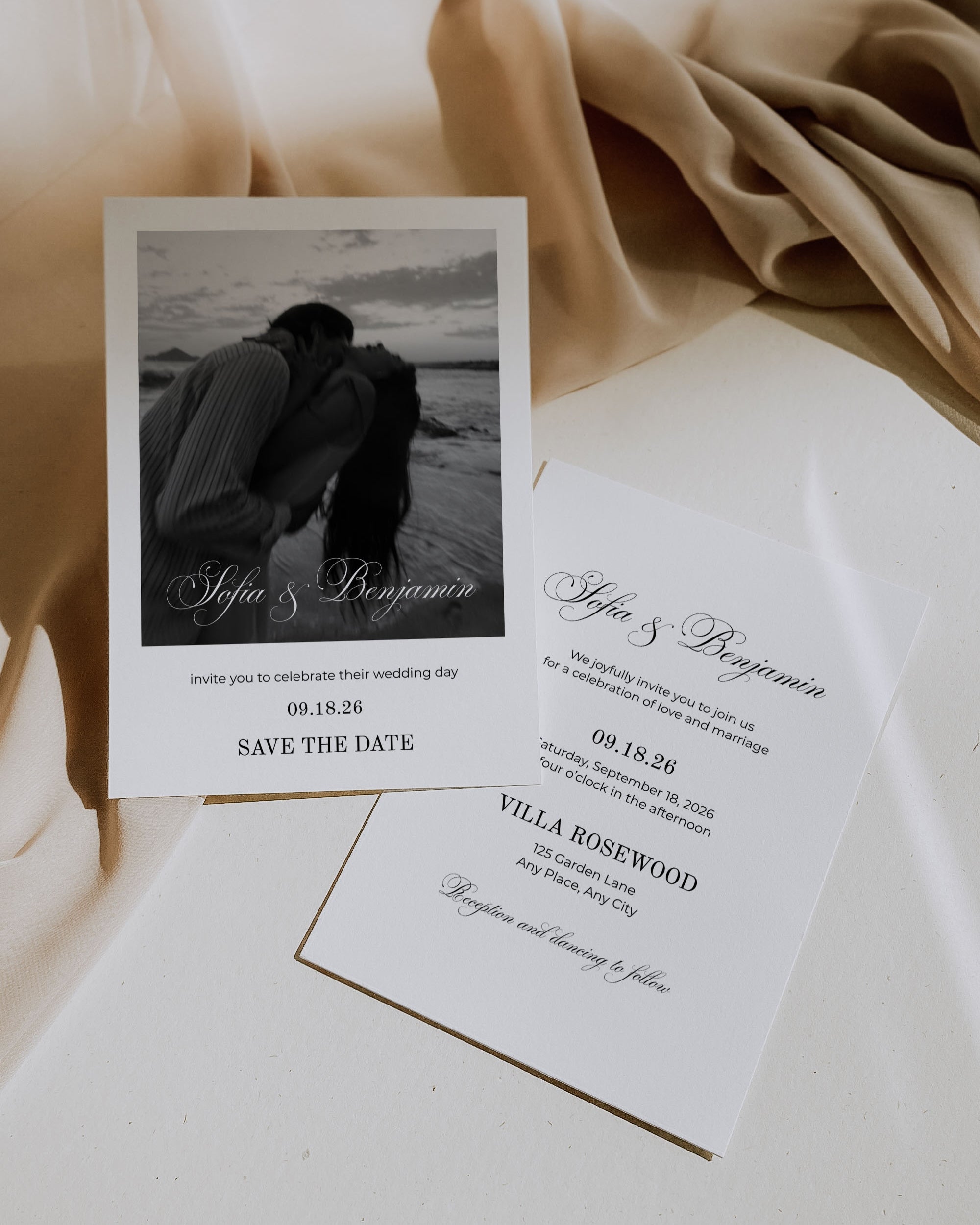 Save The Date Template: Editable Photo Wedding Invitation Card 011