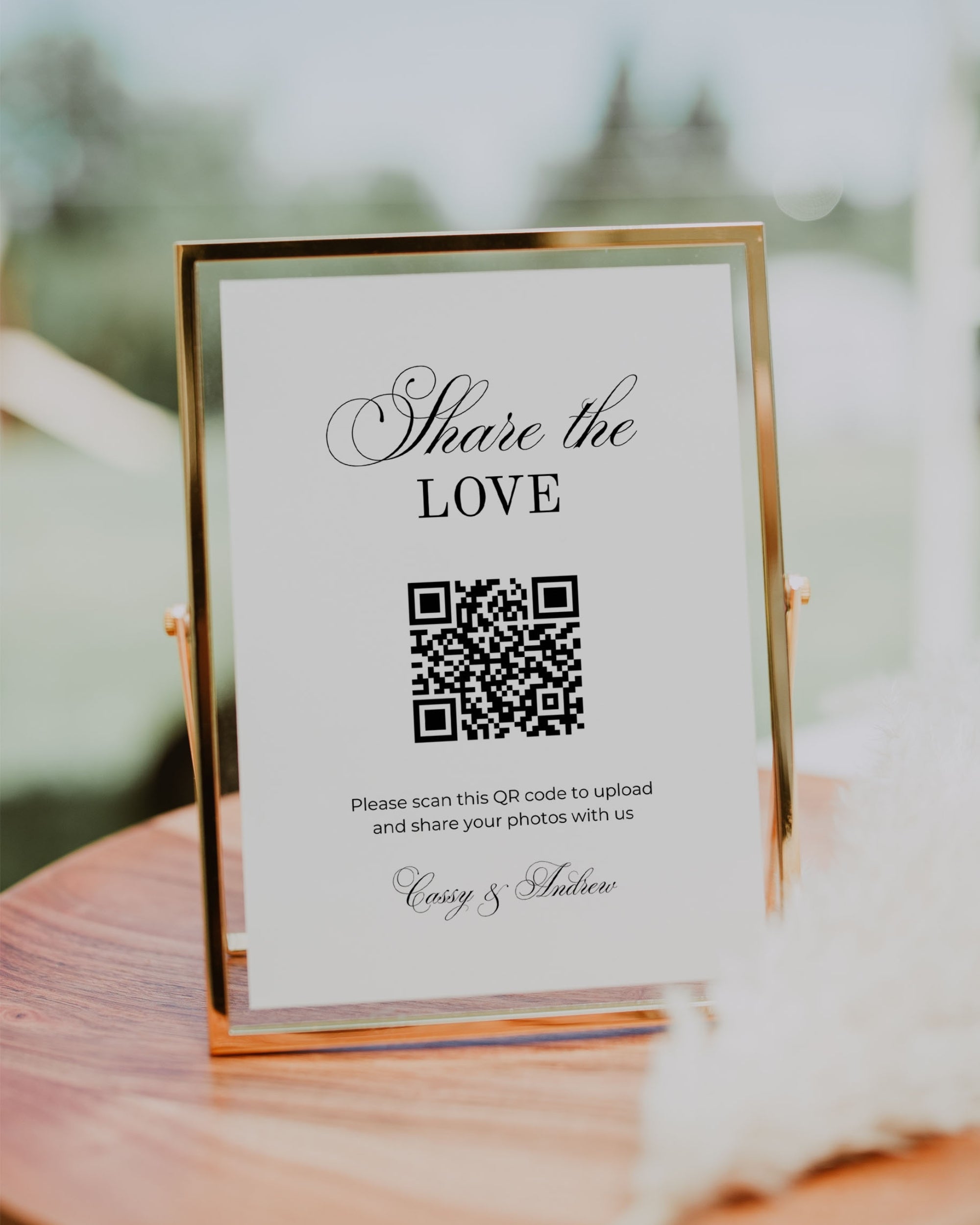 Share The Love QR Code Sign: Editable Wedding Photo Sharing Sign 011