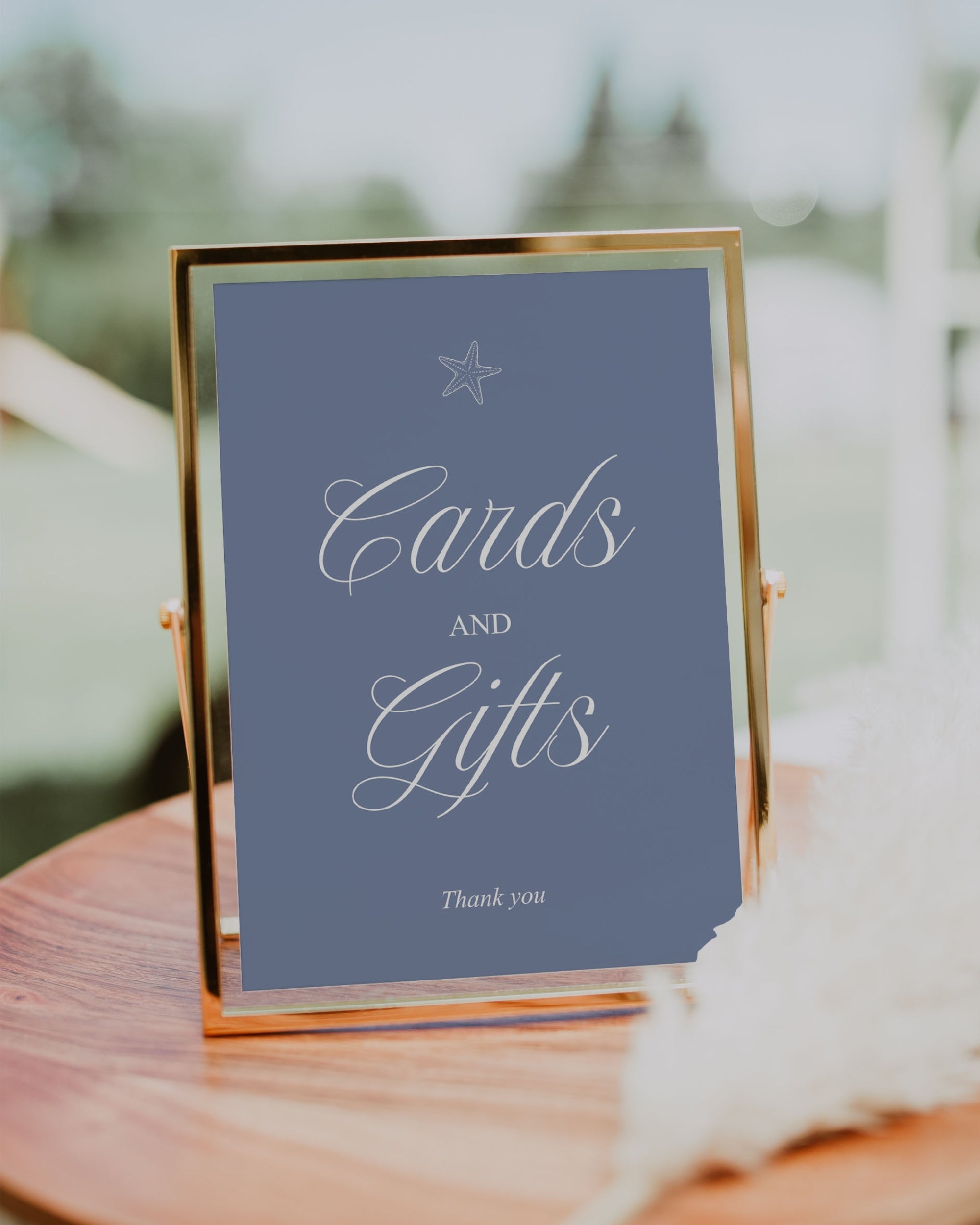 Cards and Gifts Sign Template: Blue Ocean Wedding Gift Sign 013