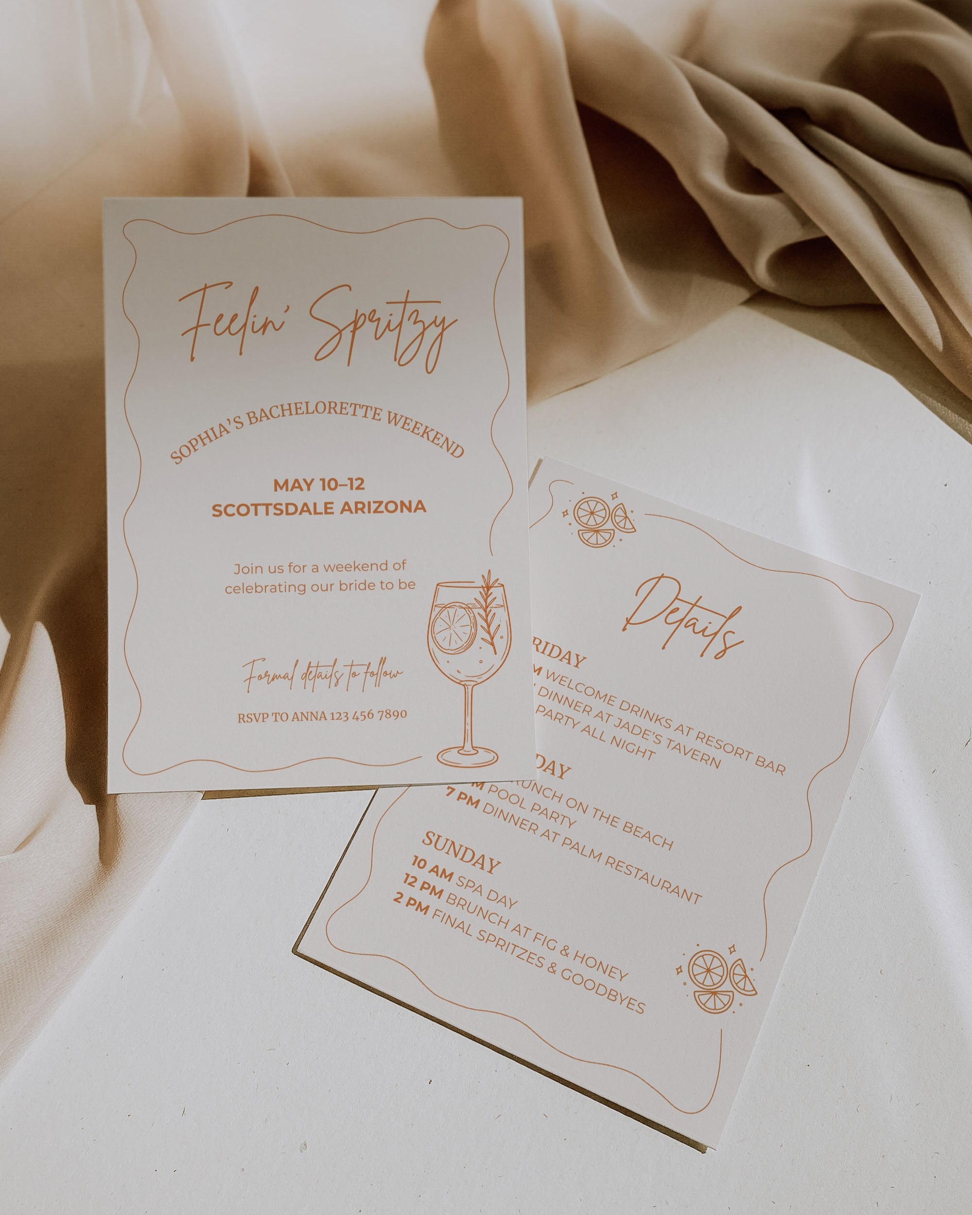 Orange Modern Bachelorette Invitation Template 012