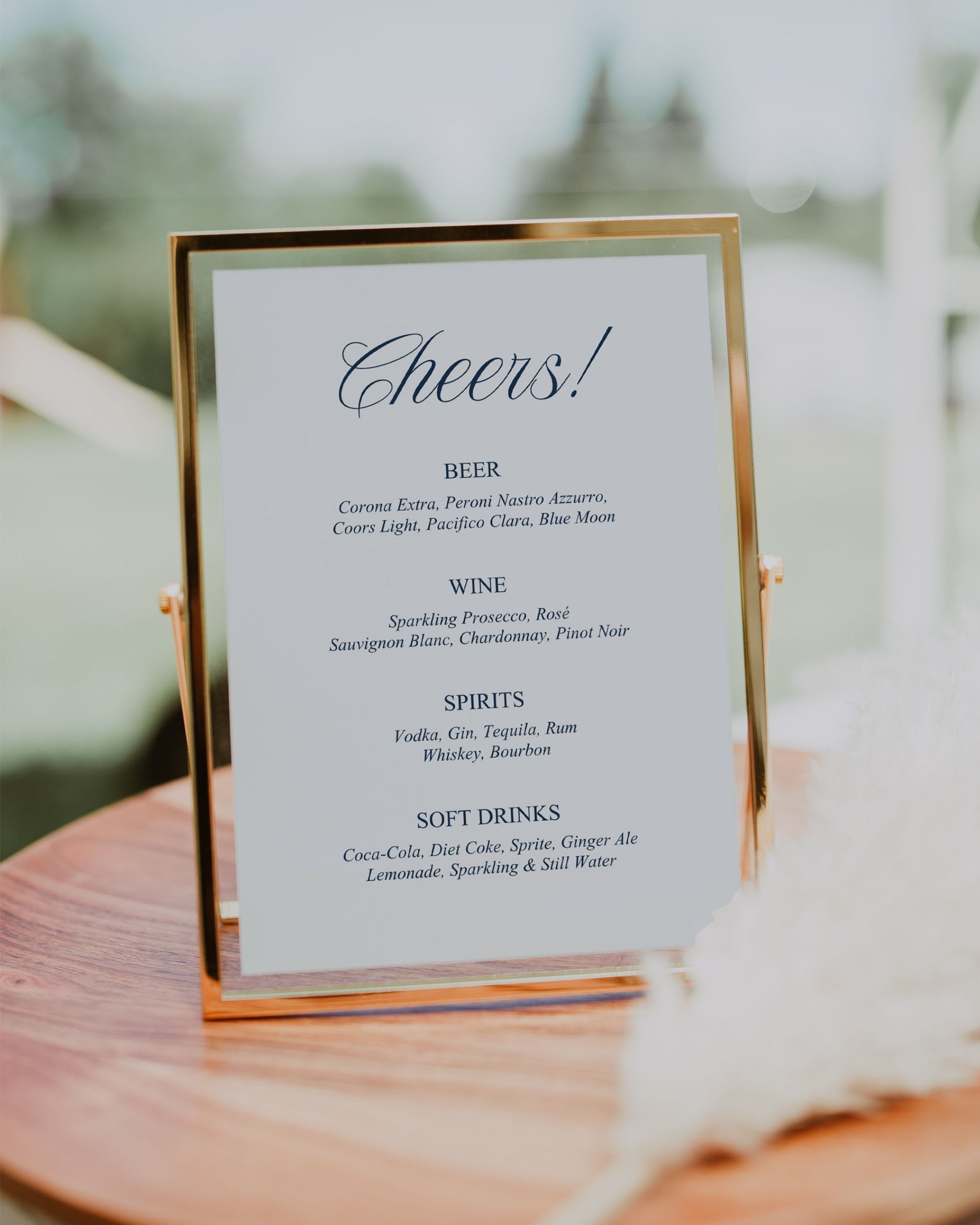Wedding Bar Menu Template: Blue Ocean Cheers Drink Menu Sign 013
