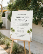 Unplugged Ceremony Sign Template: Editable Tropical Wedding Phone Sign