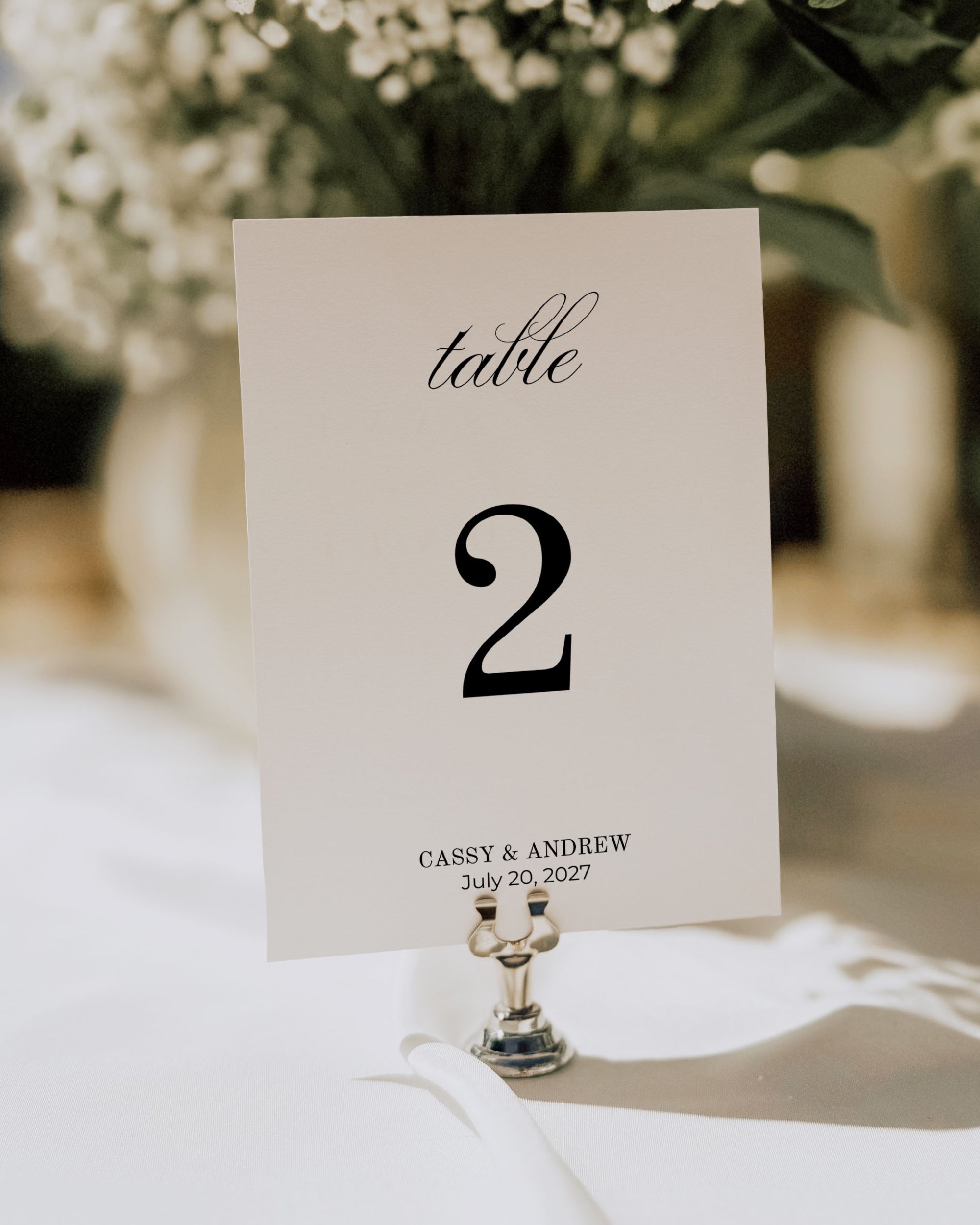 Wedding Table Number Template: Editable Minimal Reception Table Card 011