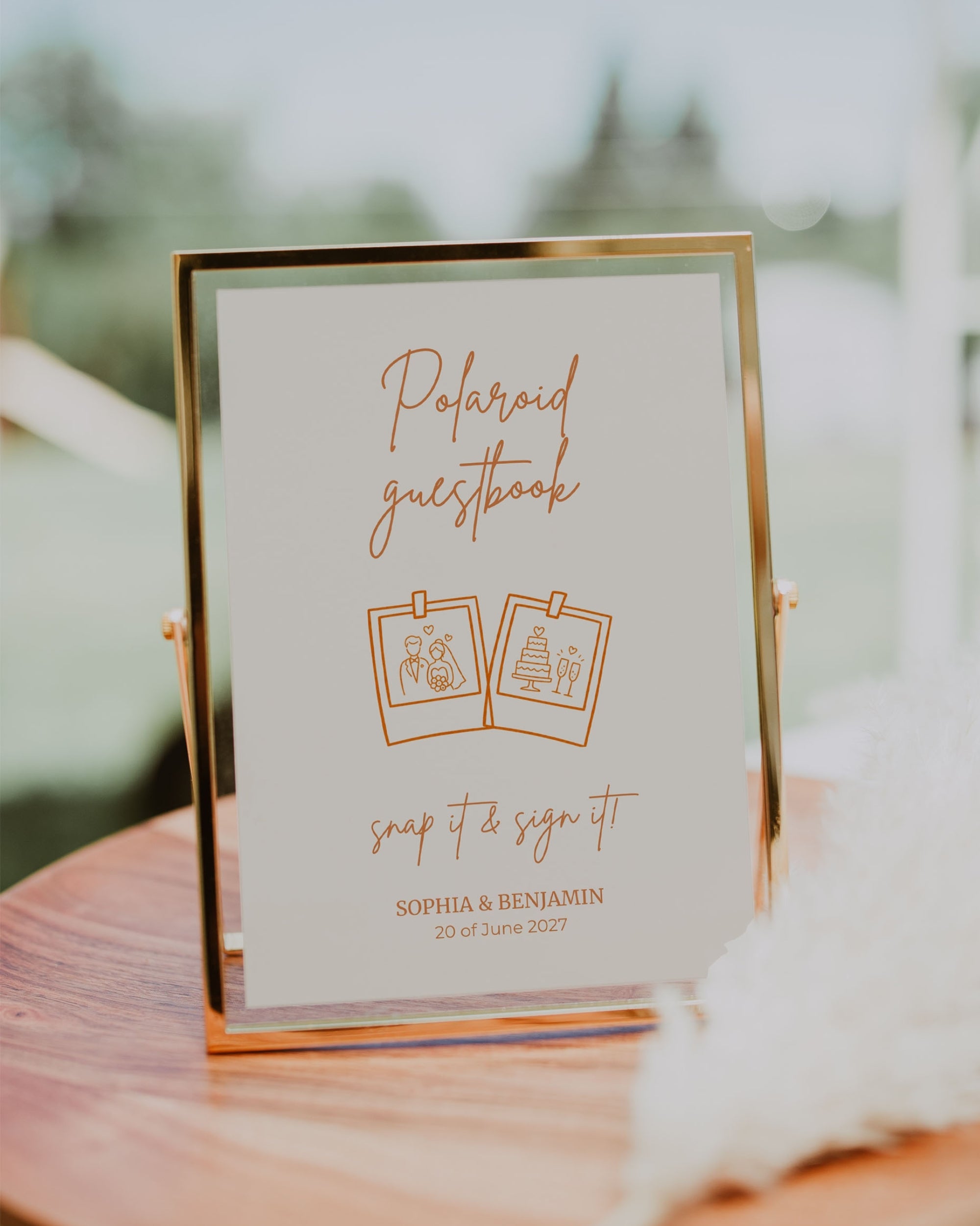Orange Modern Polaroid Guestbook Sign Template 012