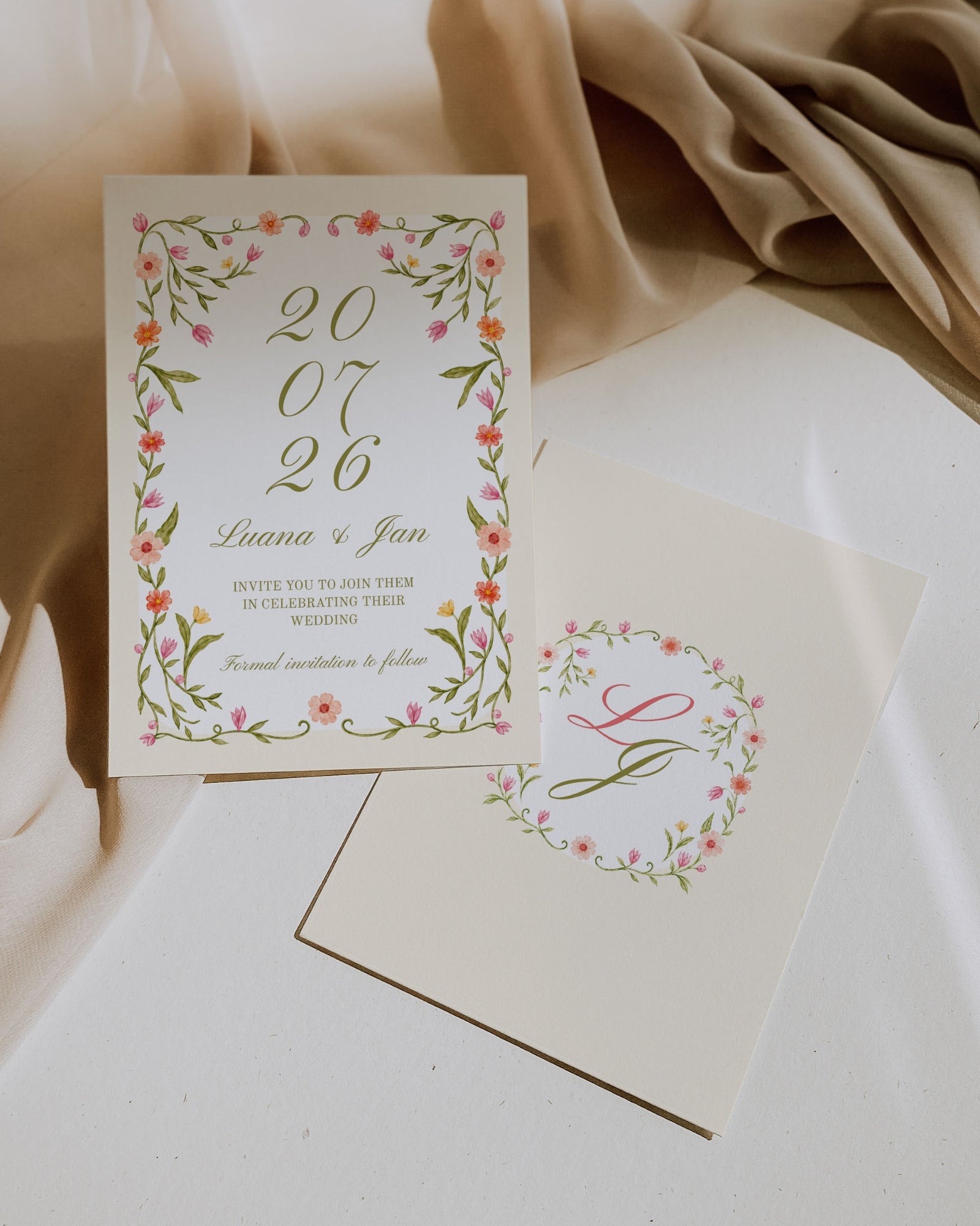 Save the Date Template: Editable Floral Wedding Announcement Card 014