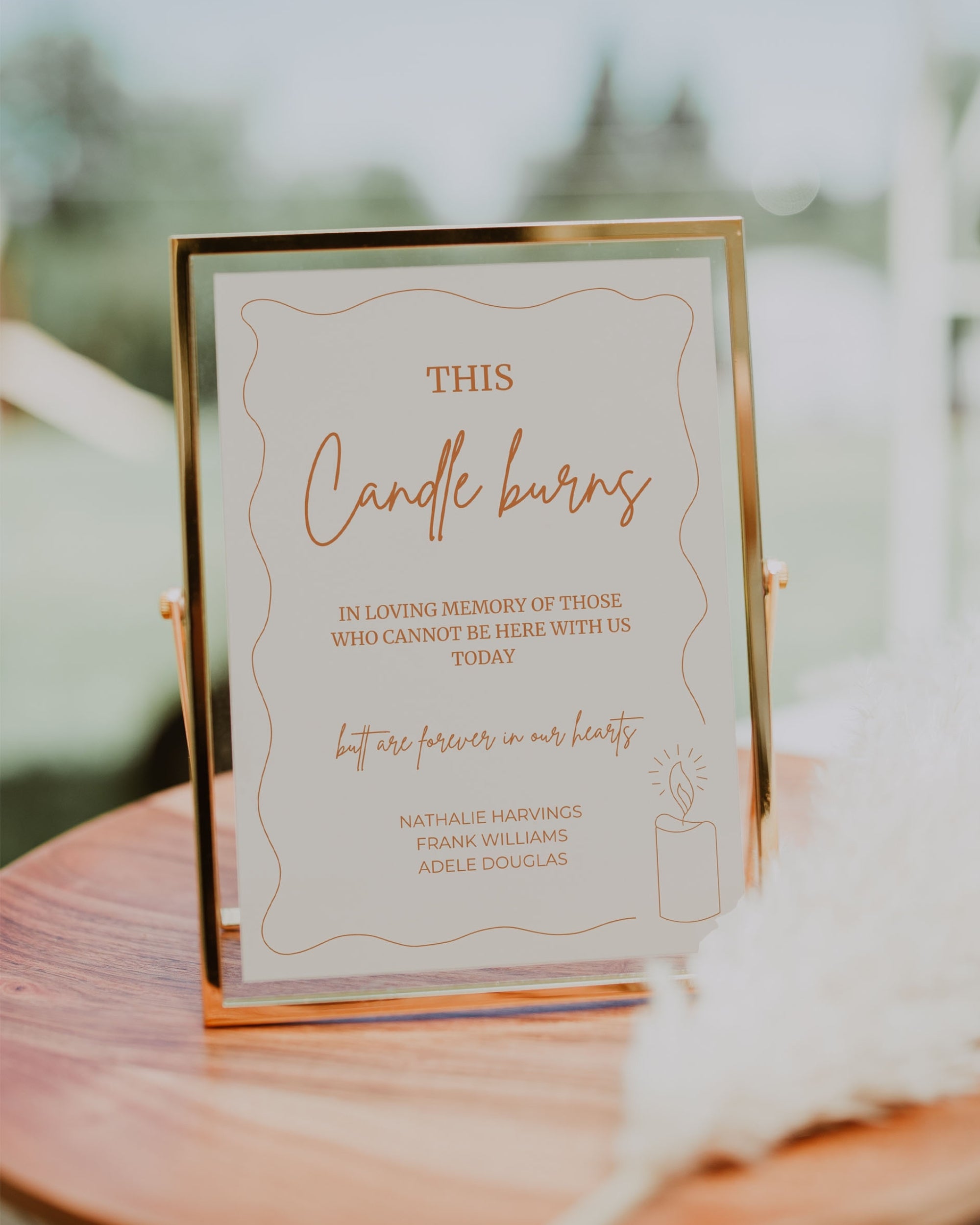This Candle Burns Wedding Memorial Sign Template 012