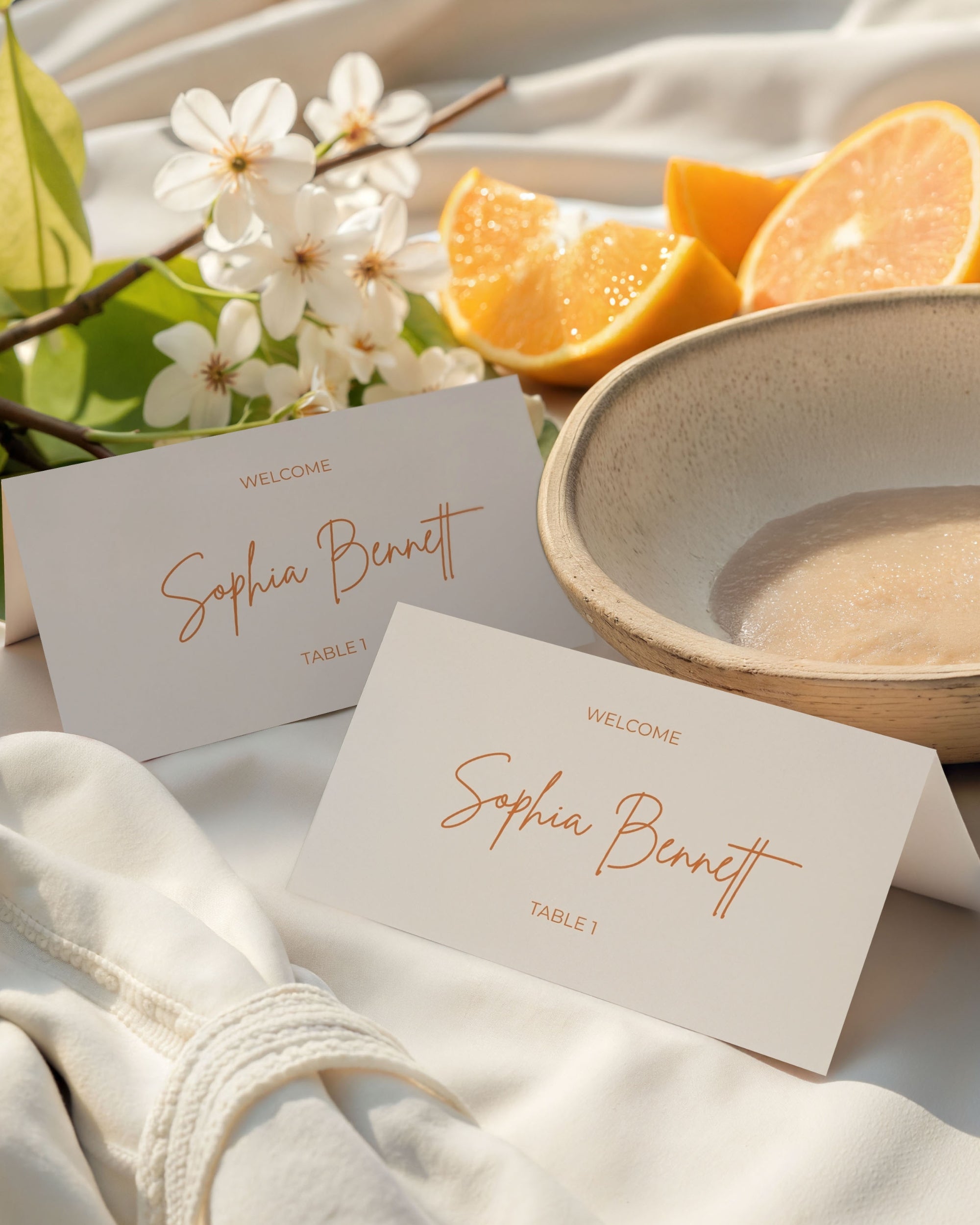 Orange Place Card Template 012