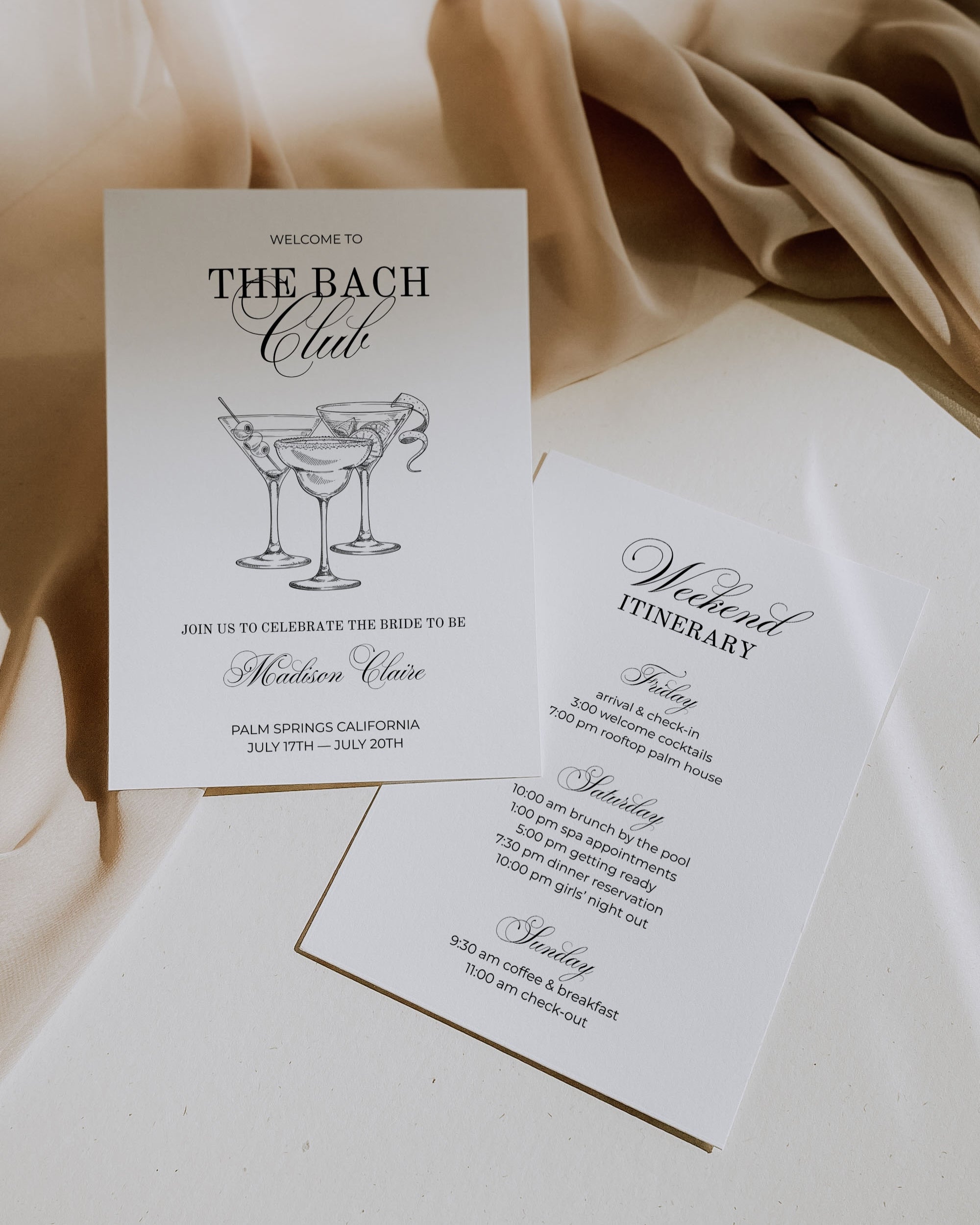 Bachelorette Weekend Invitation Template: Editable Bach Club Itinerary Card 011