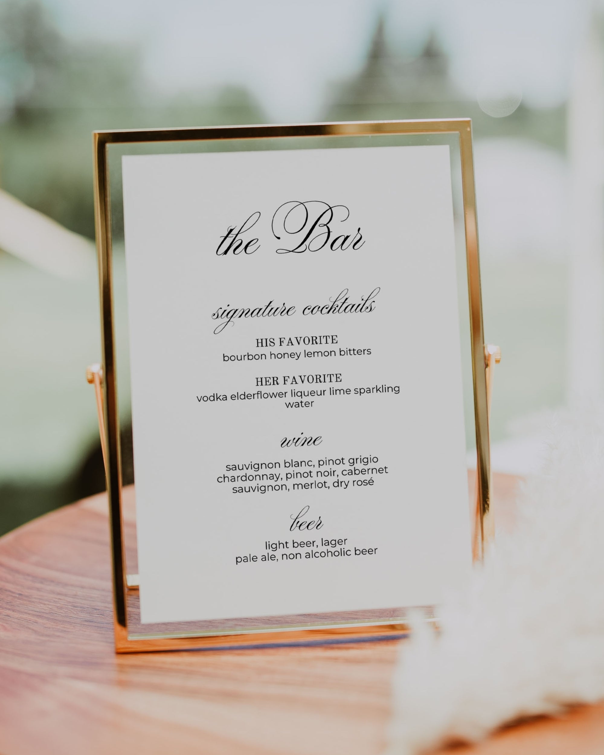 Bar Menu Sign Template: Editable Minimal Wedding Bar Sign 011