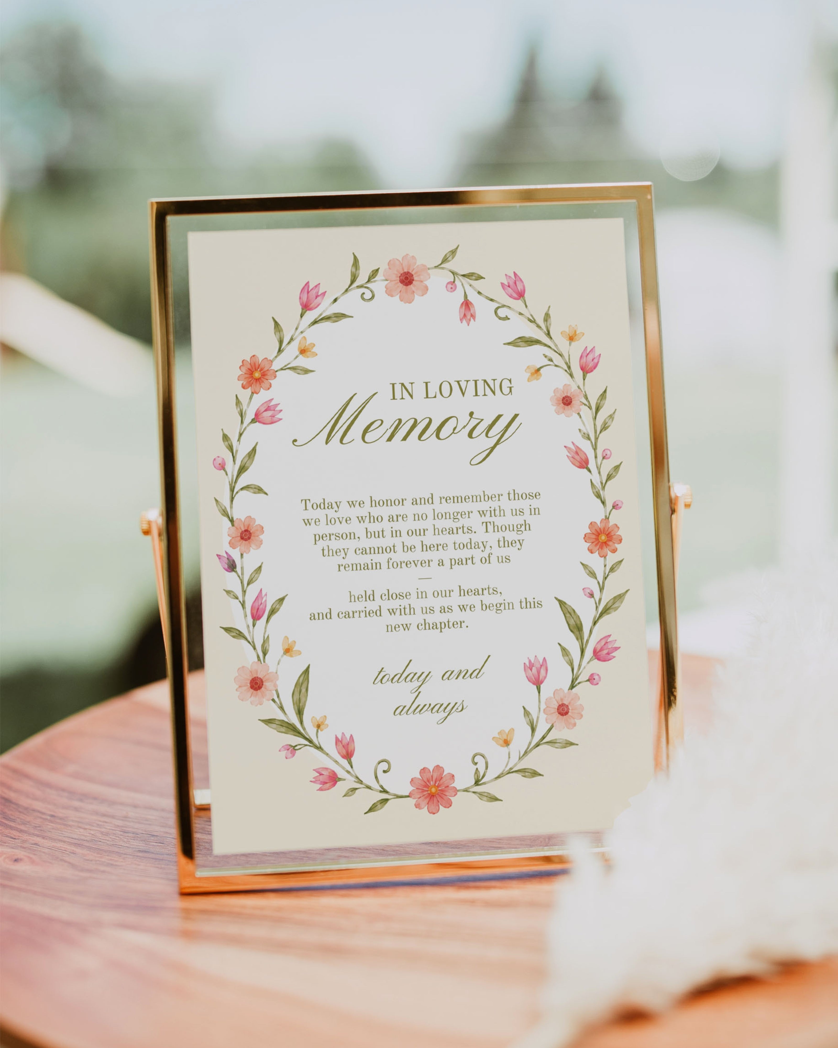 In Loving Memory Sign Template: Editable Floral Wedding Memorial Sign 014