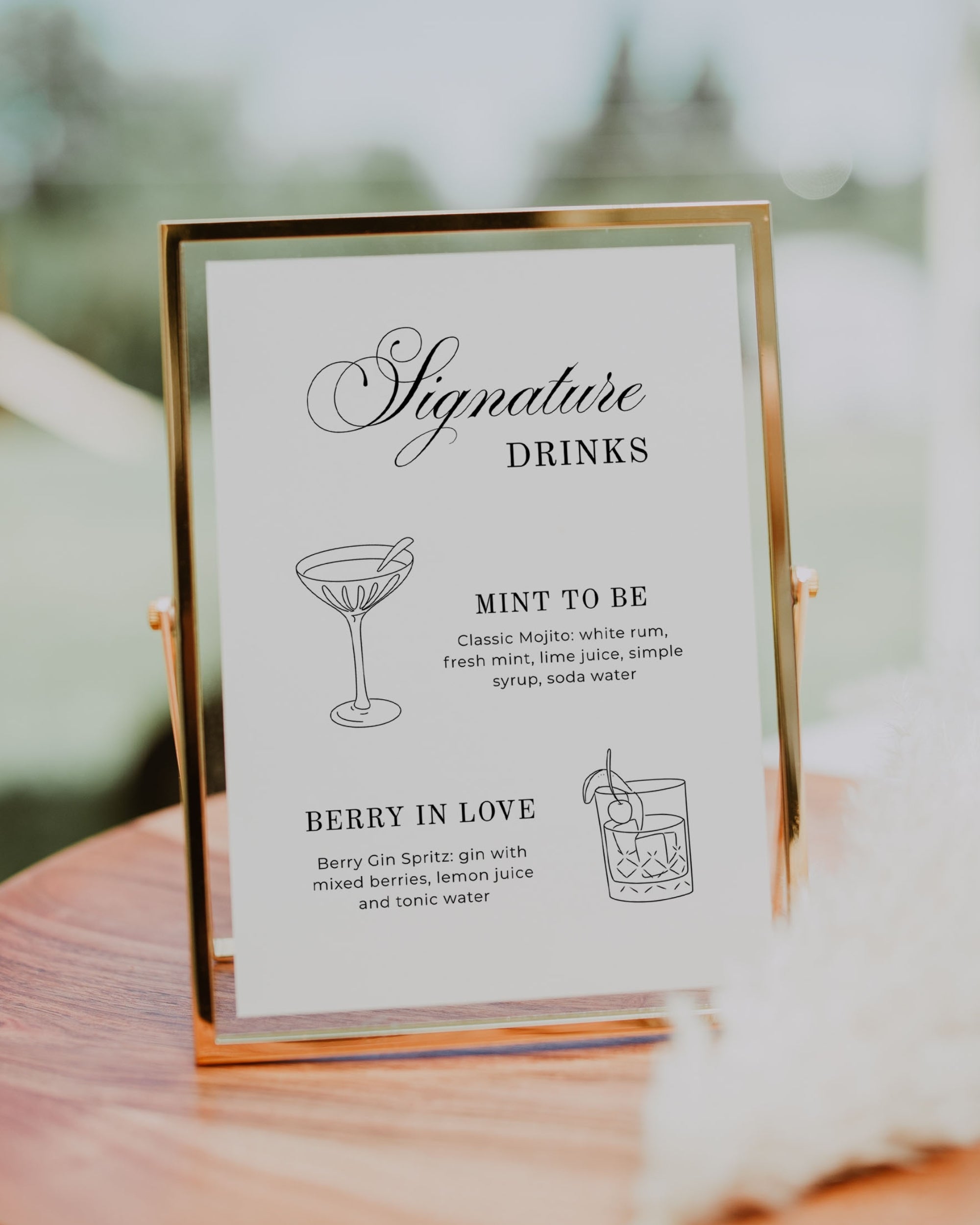 Signature Drinks Sign Template: Editable Wedding Bar Menu Sign 011