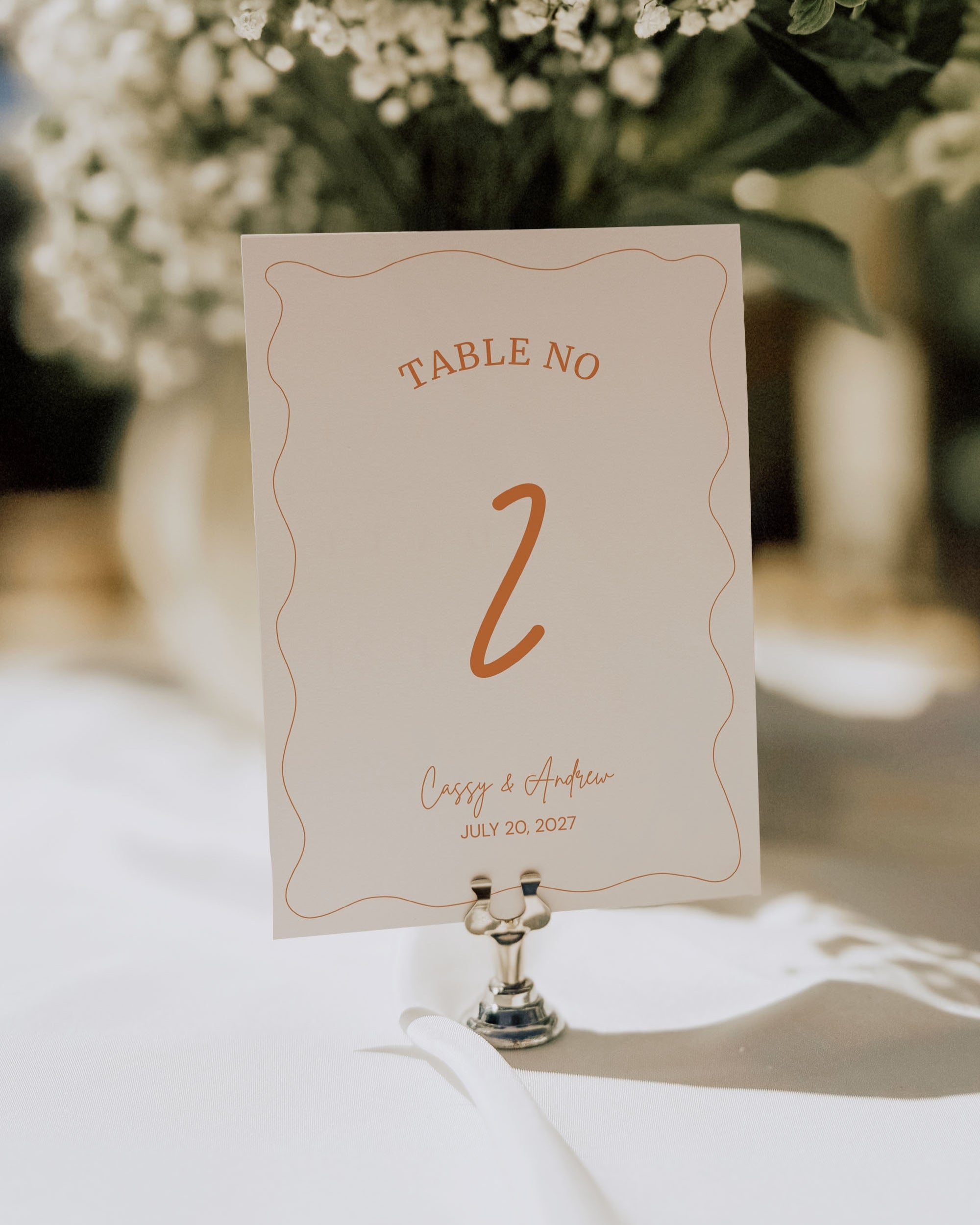 Orange Modern Table Number Template 012