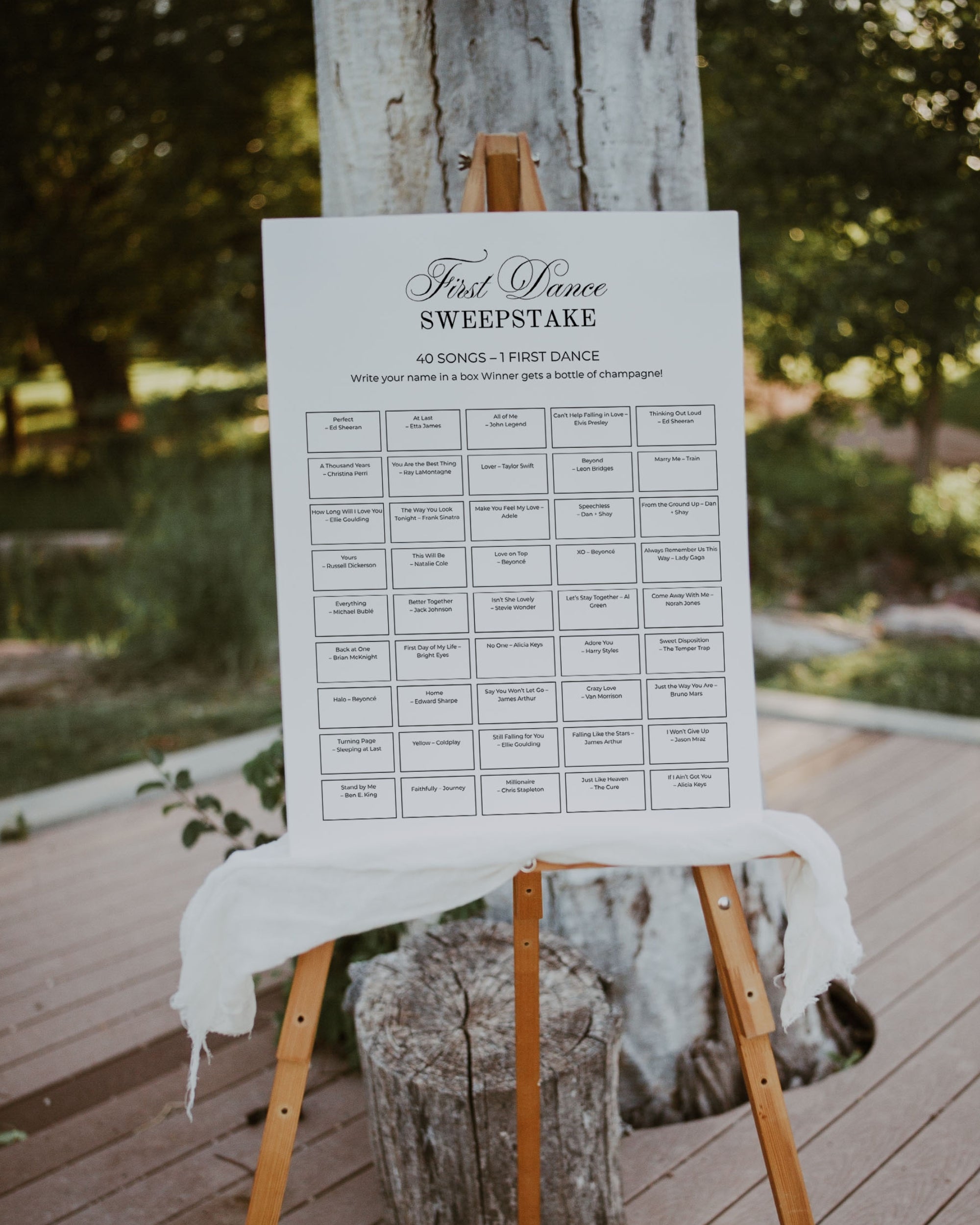 First Dance Sweepstake Template: Editable Wedding Song Game Sign Reception Activity 011