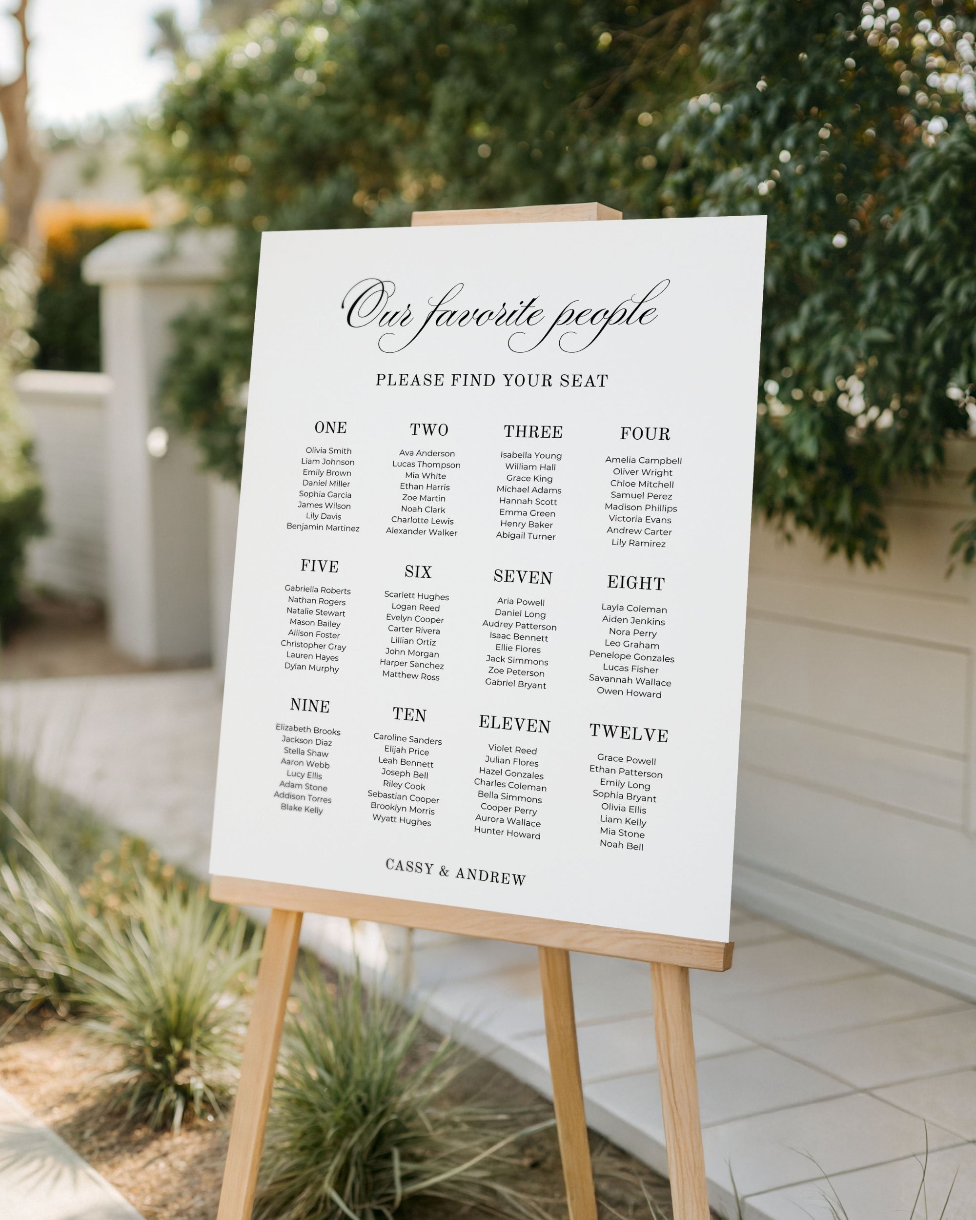 Our Favorite People Seating Chart: Editable Minimal Wedding Seating Sign 011
