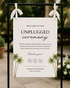 Unplugged Ceremony Sign Template: Editable Tropical Wedding Phone Sign