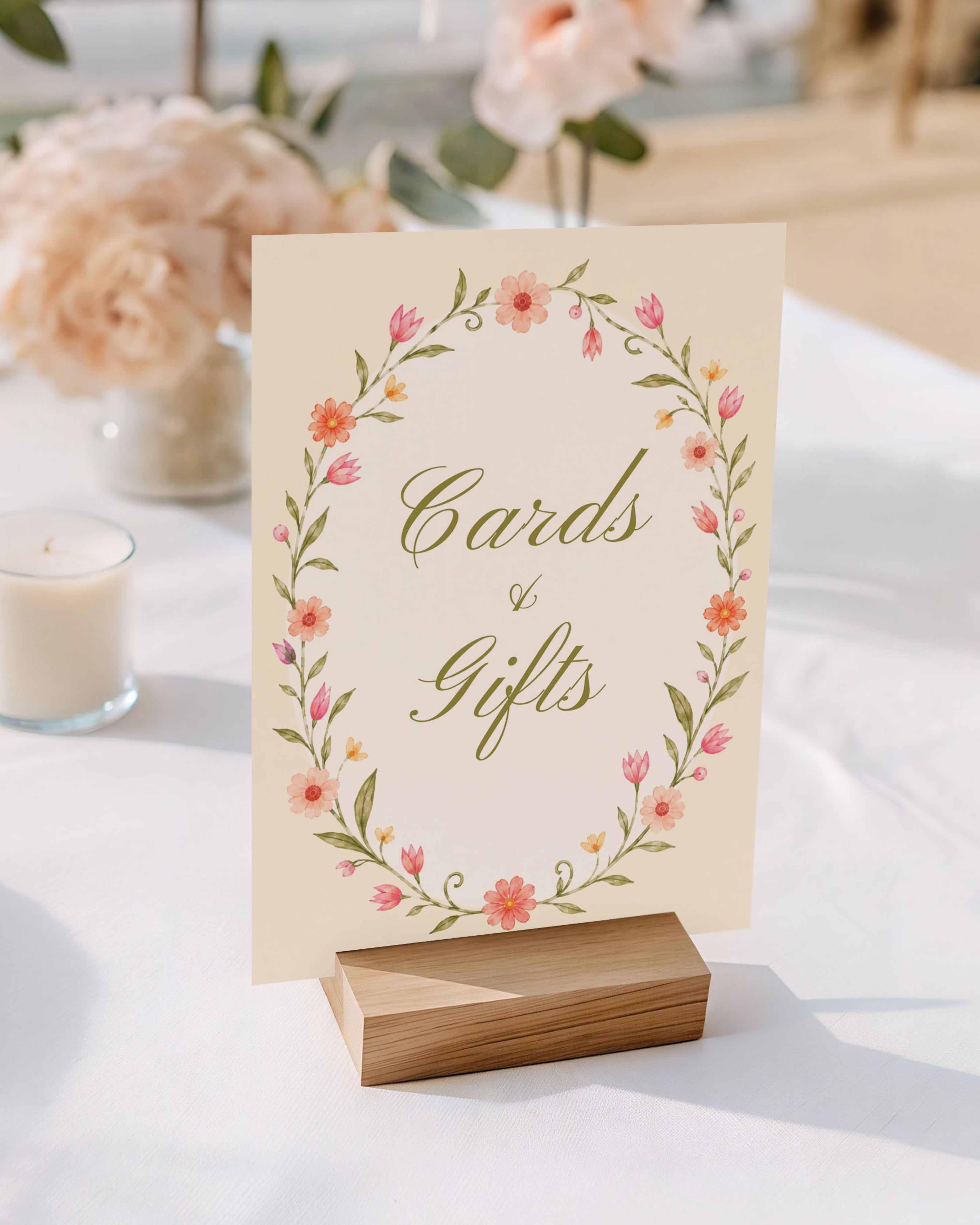 Cards and Gifts Sign Template: Editable Floral Wedding Gift Table Sign 014