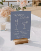 Signature Cocktails Sign Template: Blue Seashell Ocean Bar Menu 013