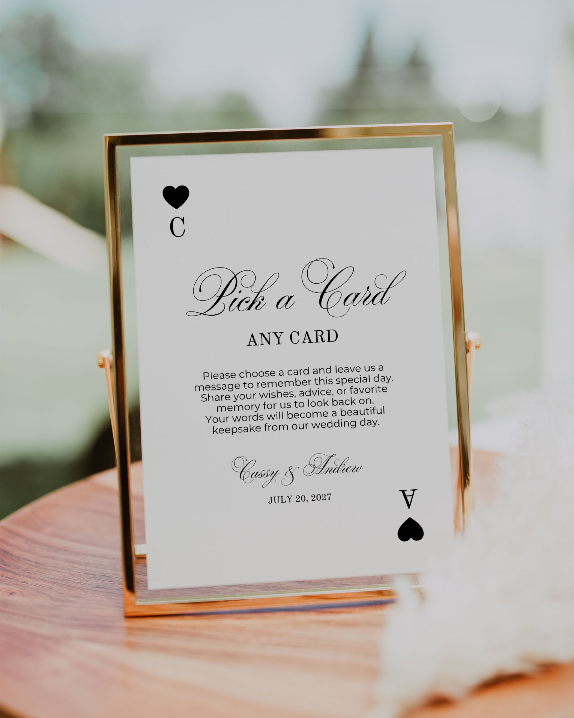 Pick A Card Sign Template: Editable Wedding Guestbook Cards Sign 011