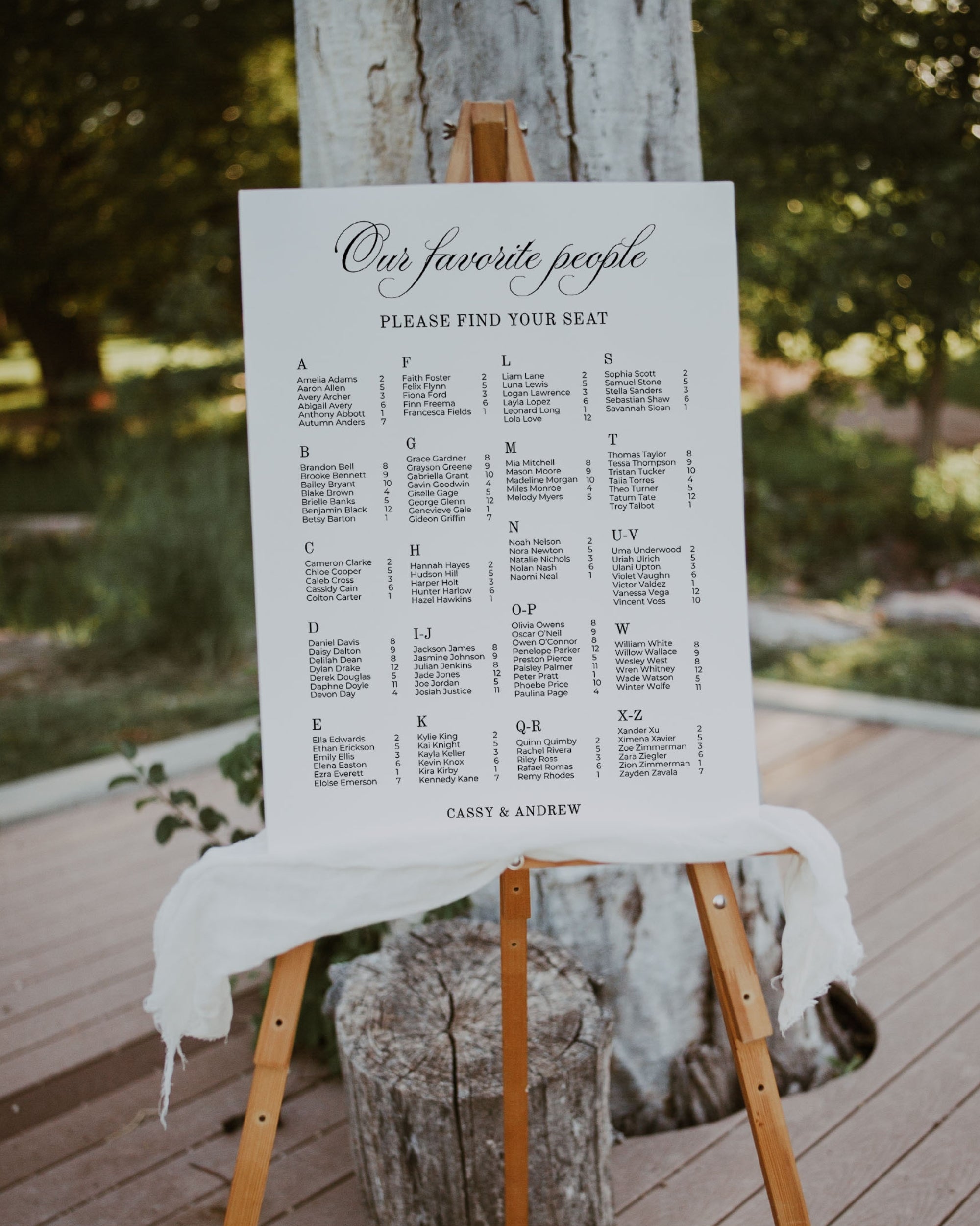 Alphabetical Seating Chart Template: Our Favorite People Wedding Seating Sign 011