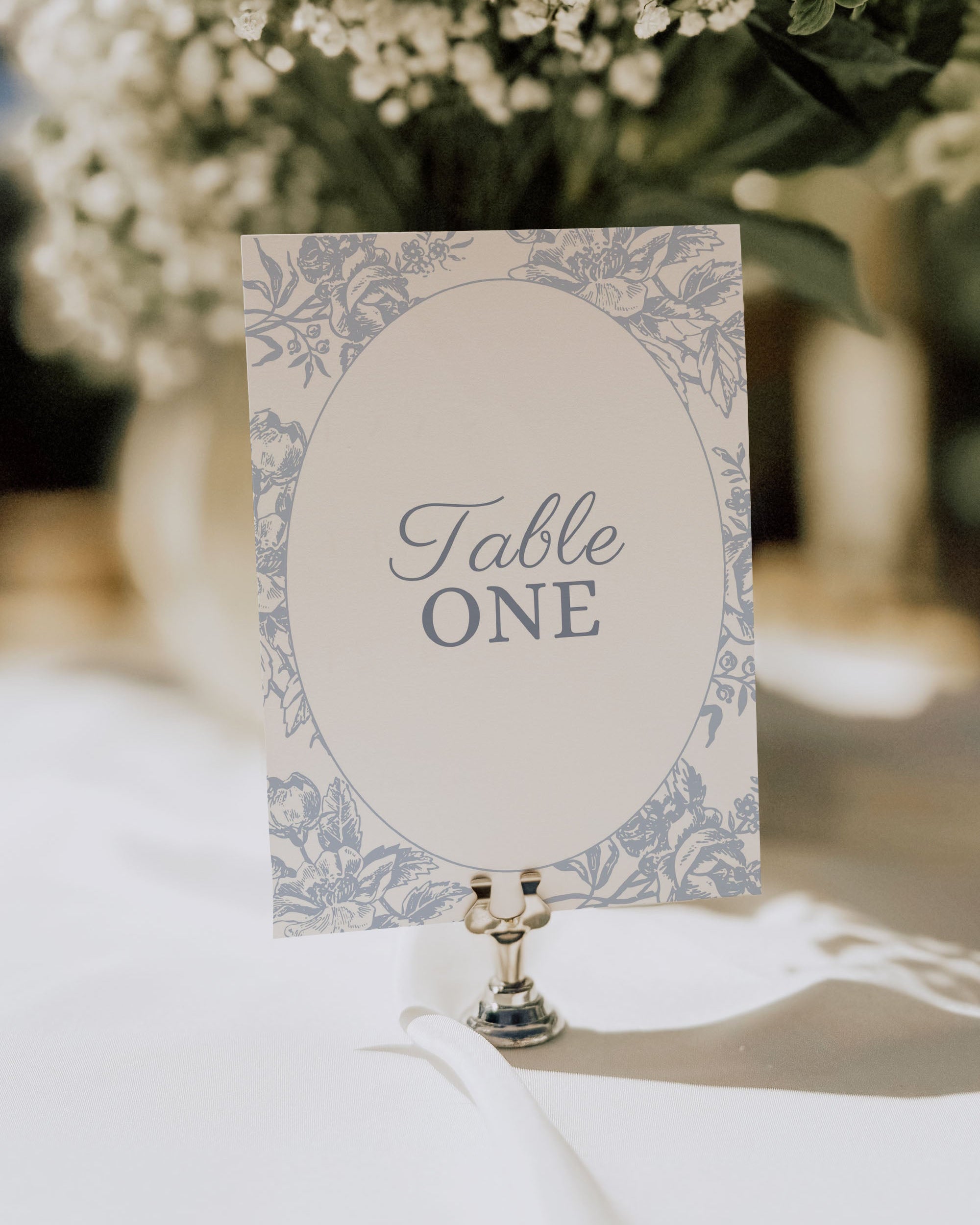 wedding table number template editable table number card printable wedding reception table sign elegant floral table number canva template blue wedding stationery instant download