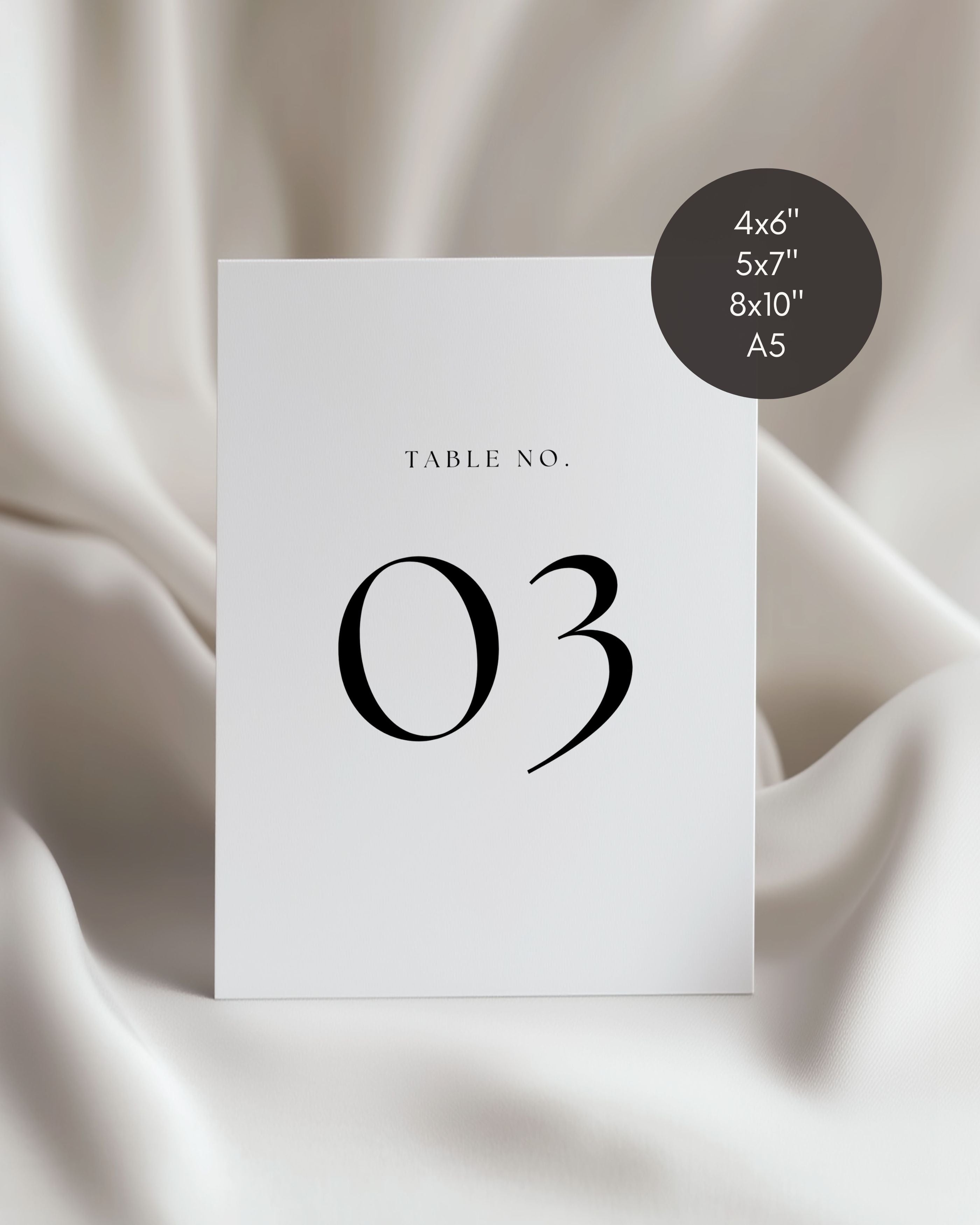 Wedding Table Number Template: Editable Minimal Reception Table Sign (Instant Download)