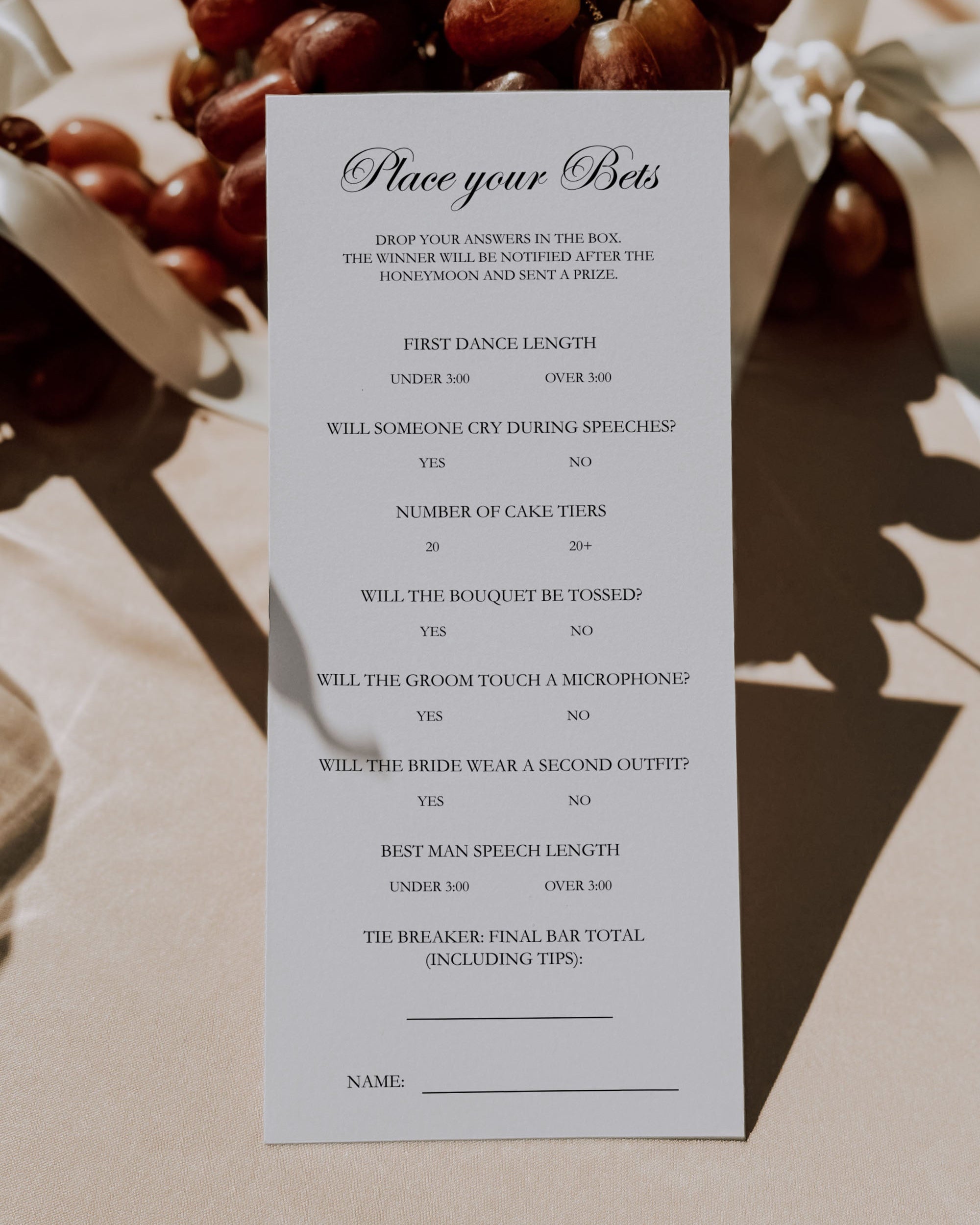 place your bets wedding game template editable in canva printable wedding reception game