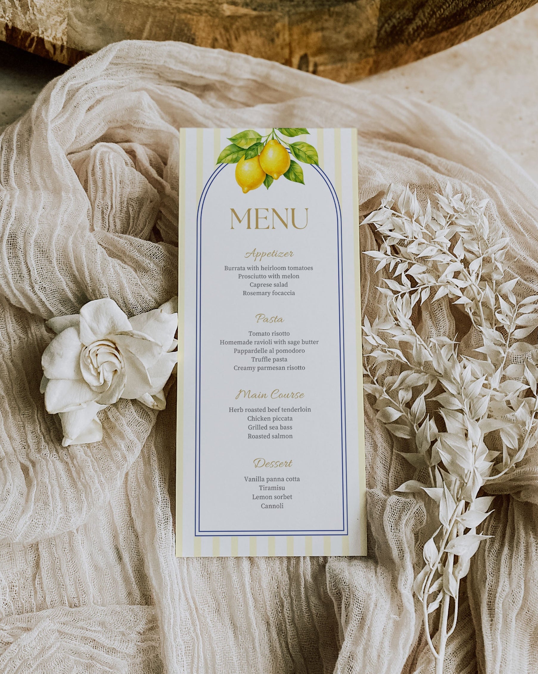 Lemon Wedding Menu Template
