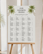 Alphabetical Wedding Seating Chart Template: Editable Tropical Table Plan (Instant Download) 