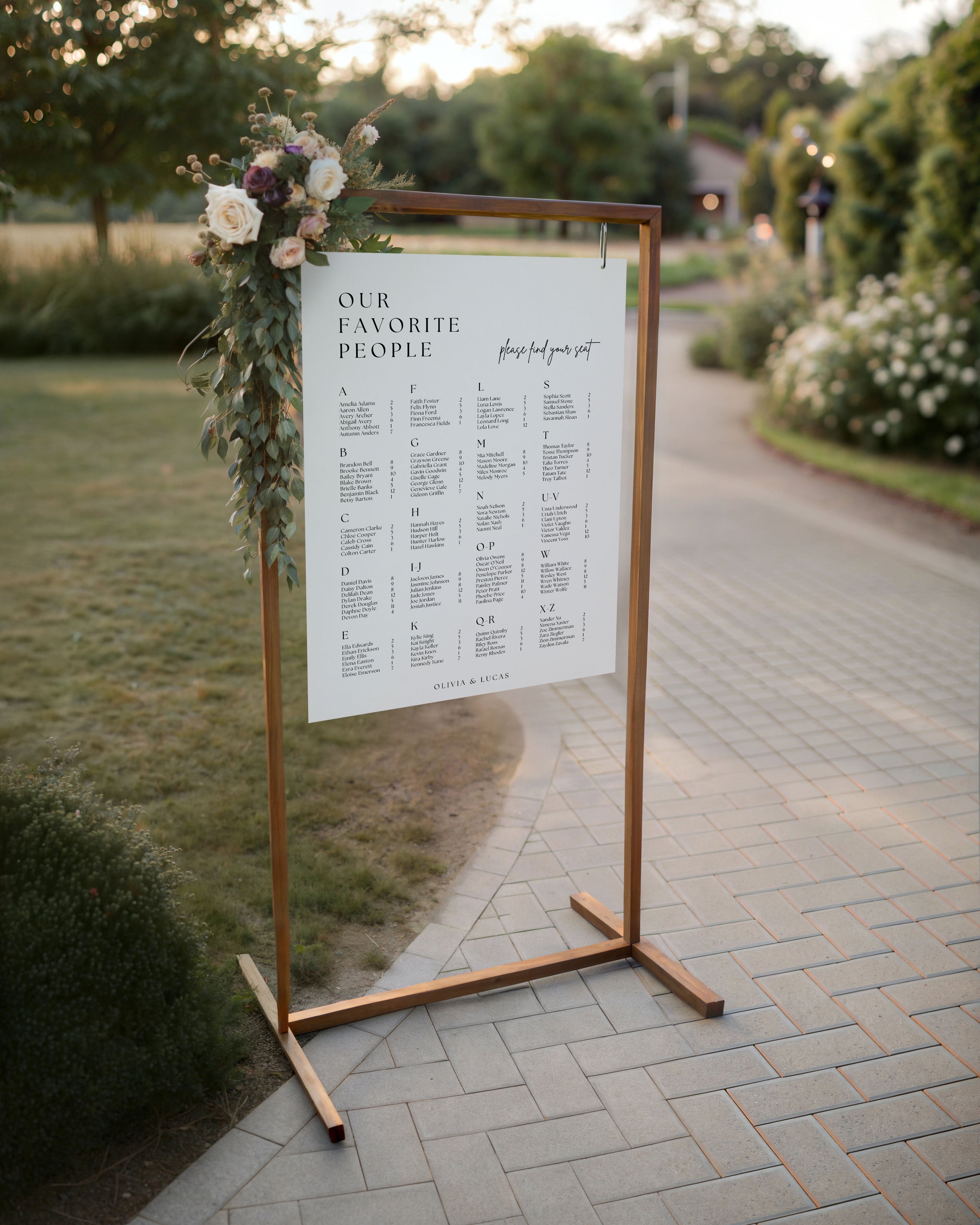Wedding Alphabetical Seating Chart Template: Editable “Our Favorite People” Sign (Instant Download)