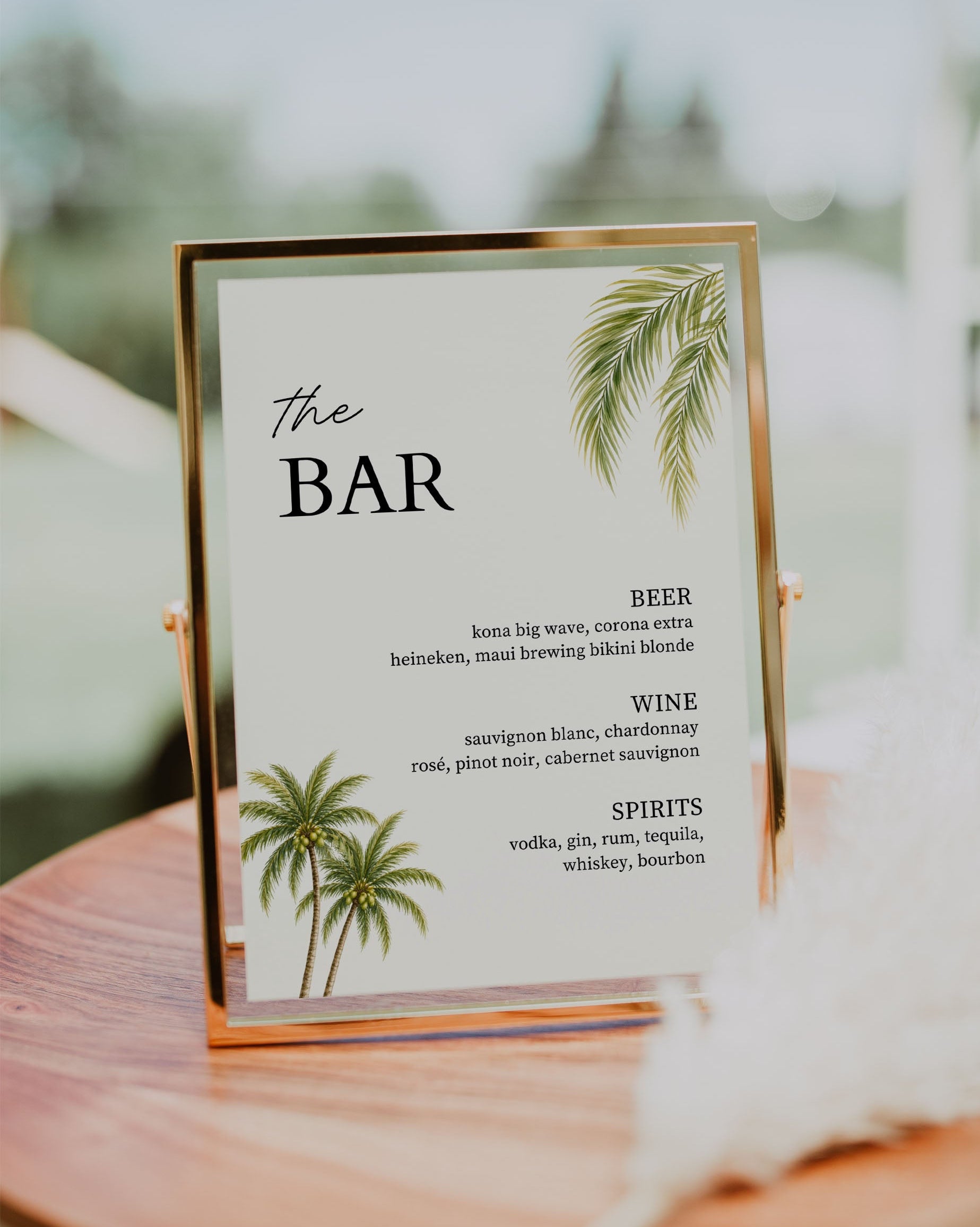 Wedding Bar Menu Sign: Editable Tropical Palm Tree Drink Menu (Instant Download)