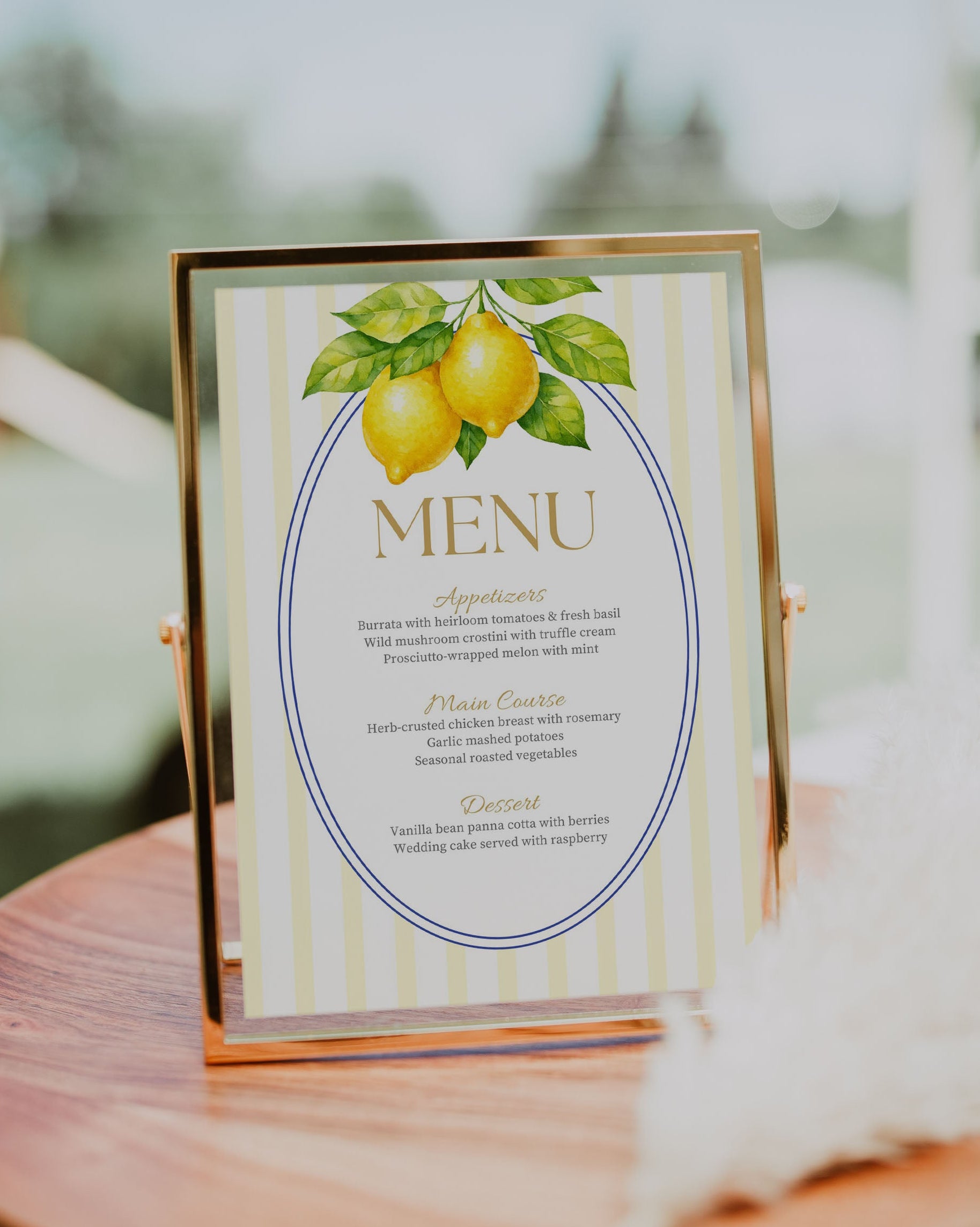 Lemon Wedding Menu Template: Editable Reception Table Menu (Instant Download)